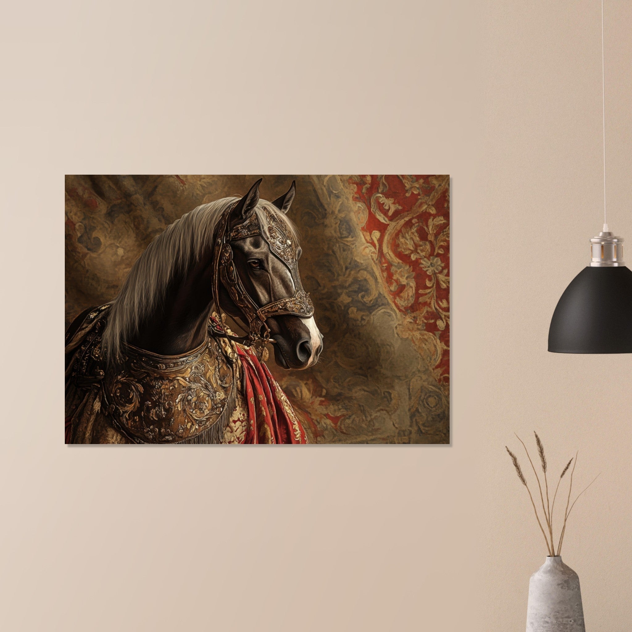 Aluminum Print Landscape - Renaissance Portrait of a Noble Horse A dignified - Shop Ai Art WebShop - Digital Art online Store