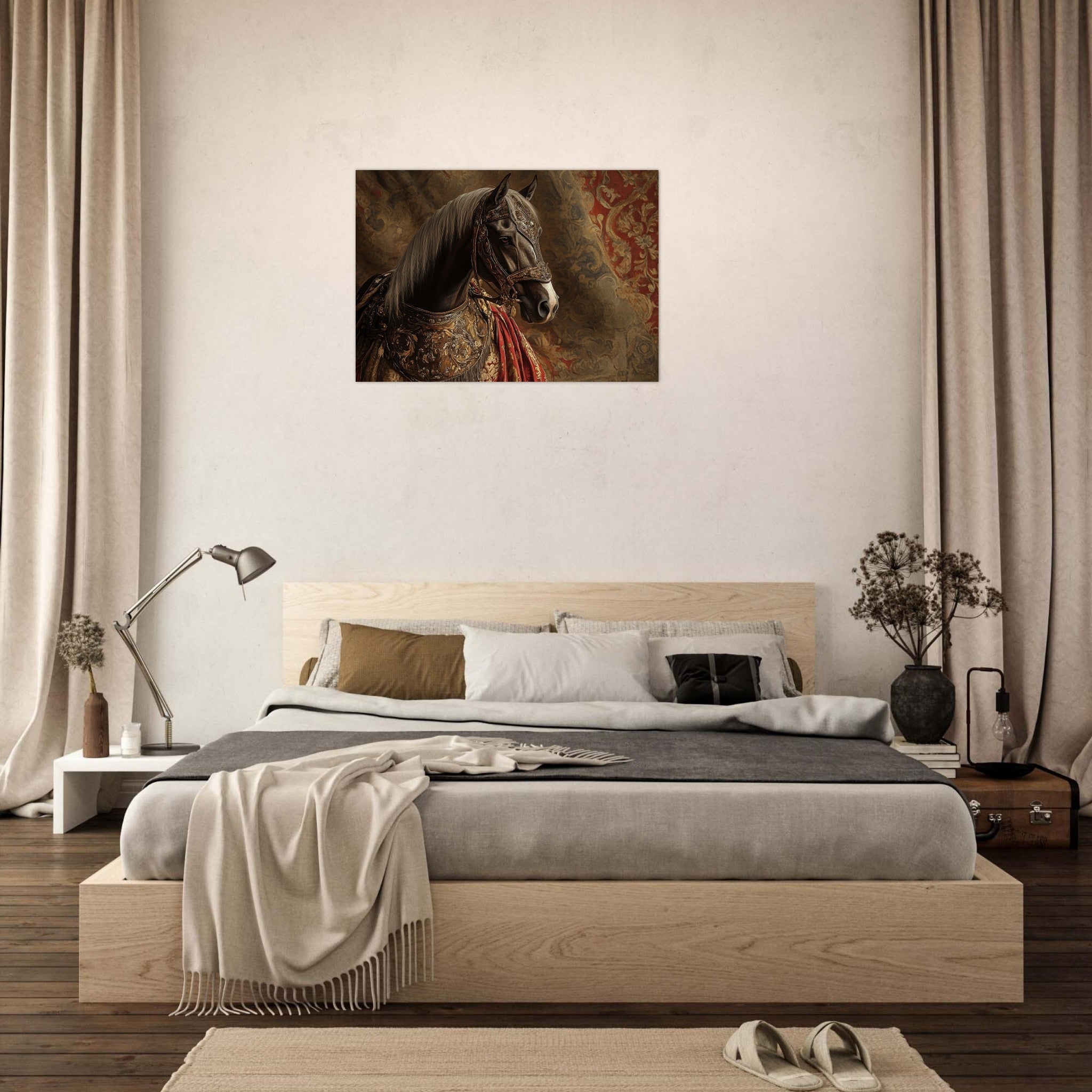 Aluminum Print Landscape - Renaissance Portrait of a Noble Horse A dignified - Shop Ai Art WebShop - Digital Art online Store