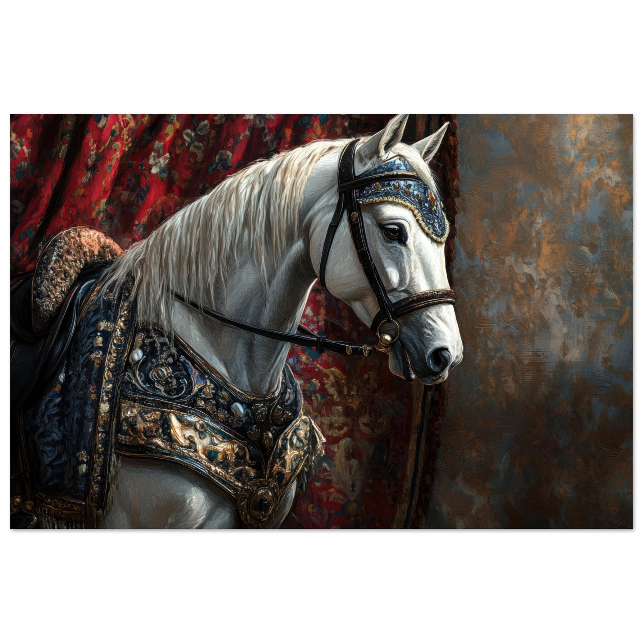 Aluminum Print Landscape - Renaissance Portrait of a Noble Horse A dignified 6 - Shop Ai Art WebShop - Digital Art online Store