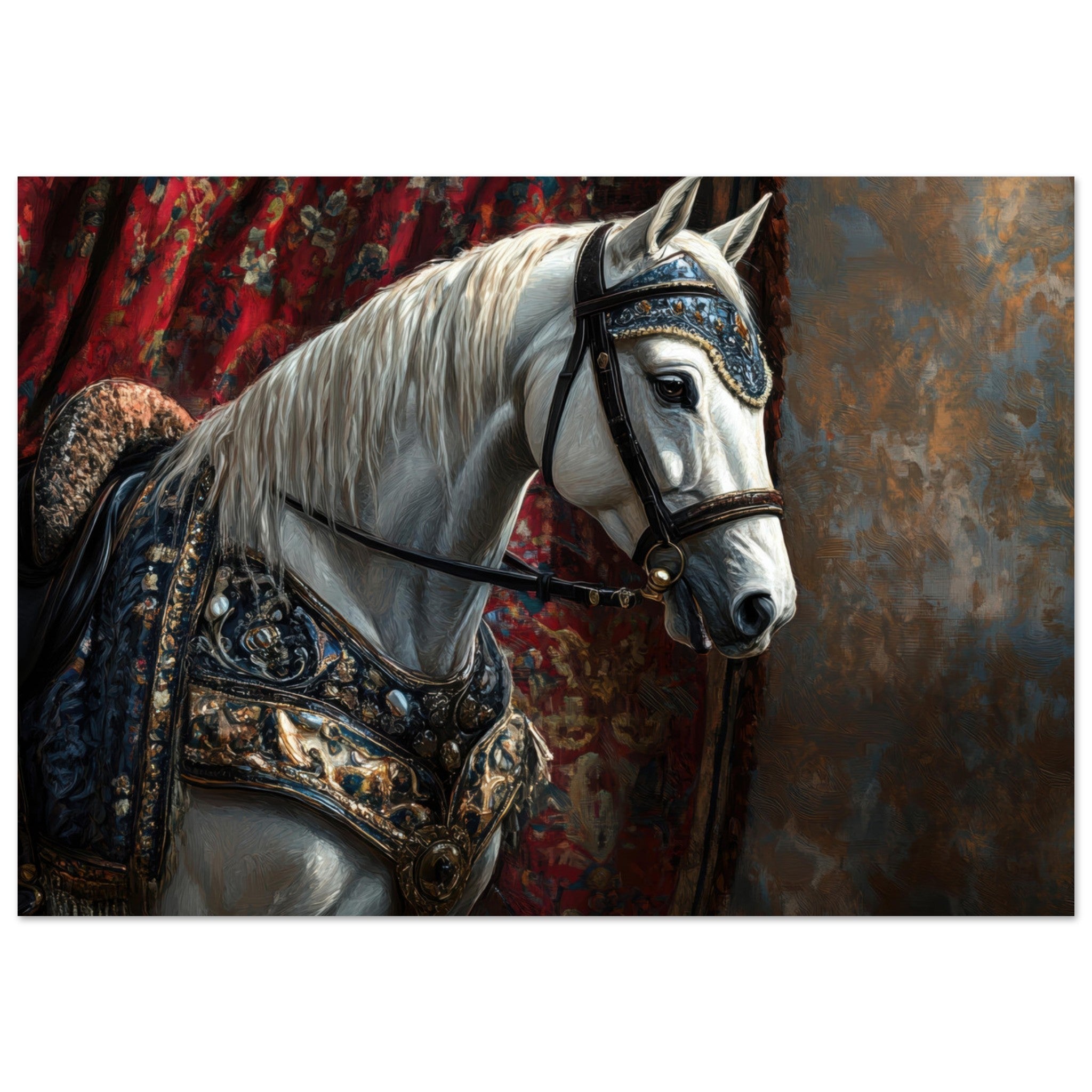 Aluminum Print Landscape - Renaissance Portrait of a Noble Horse A dignified 6 - Shop Ai Art WebShop - Digital Art online Store