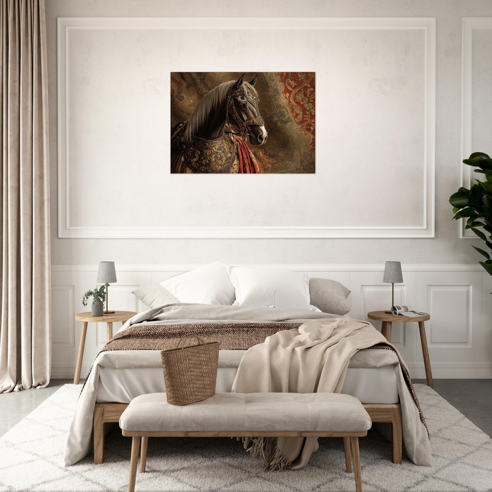 Aluminum Print Landscape - Renaissance Portrait of a Noble Horse A dignified - Shop Ai Art WebShop - Digital Art online Store