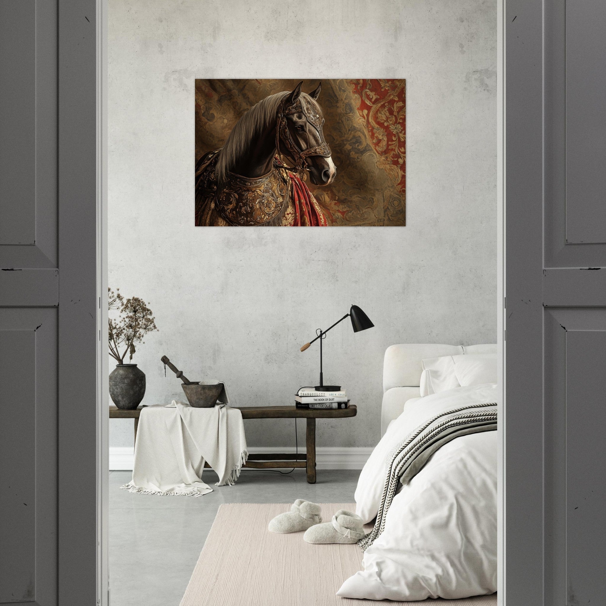 Aluminum Print Landscape - Renaissance Portrait of a Noble Horse A dignified - Shop Ai Art WebShop - Digital Art online Store