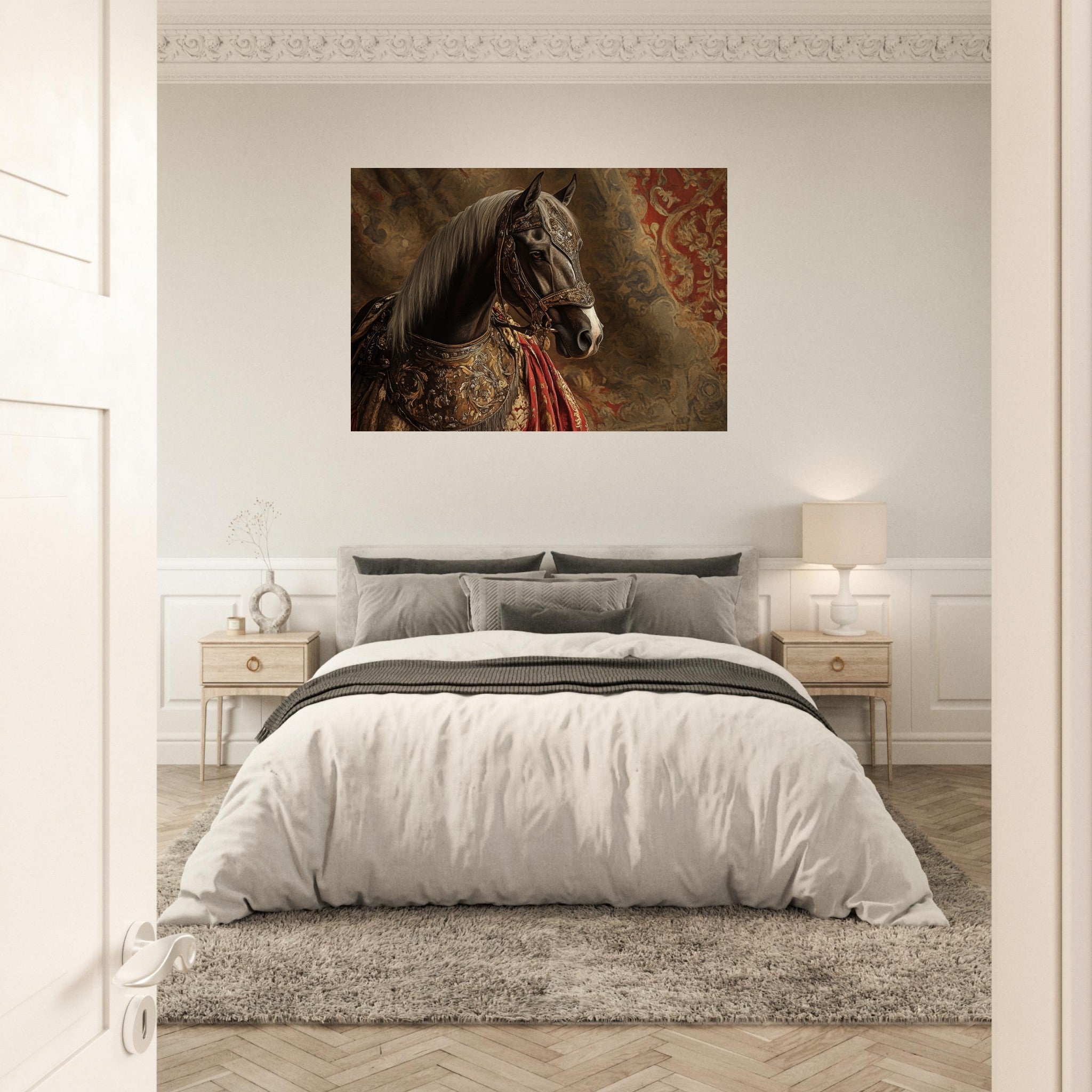Aluminum Print Landscape - Renaissance Portrait of a Noble Horse A dignified - Shop Ai Art WebShop - Digital Art online Store