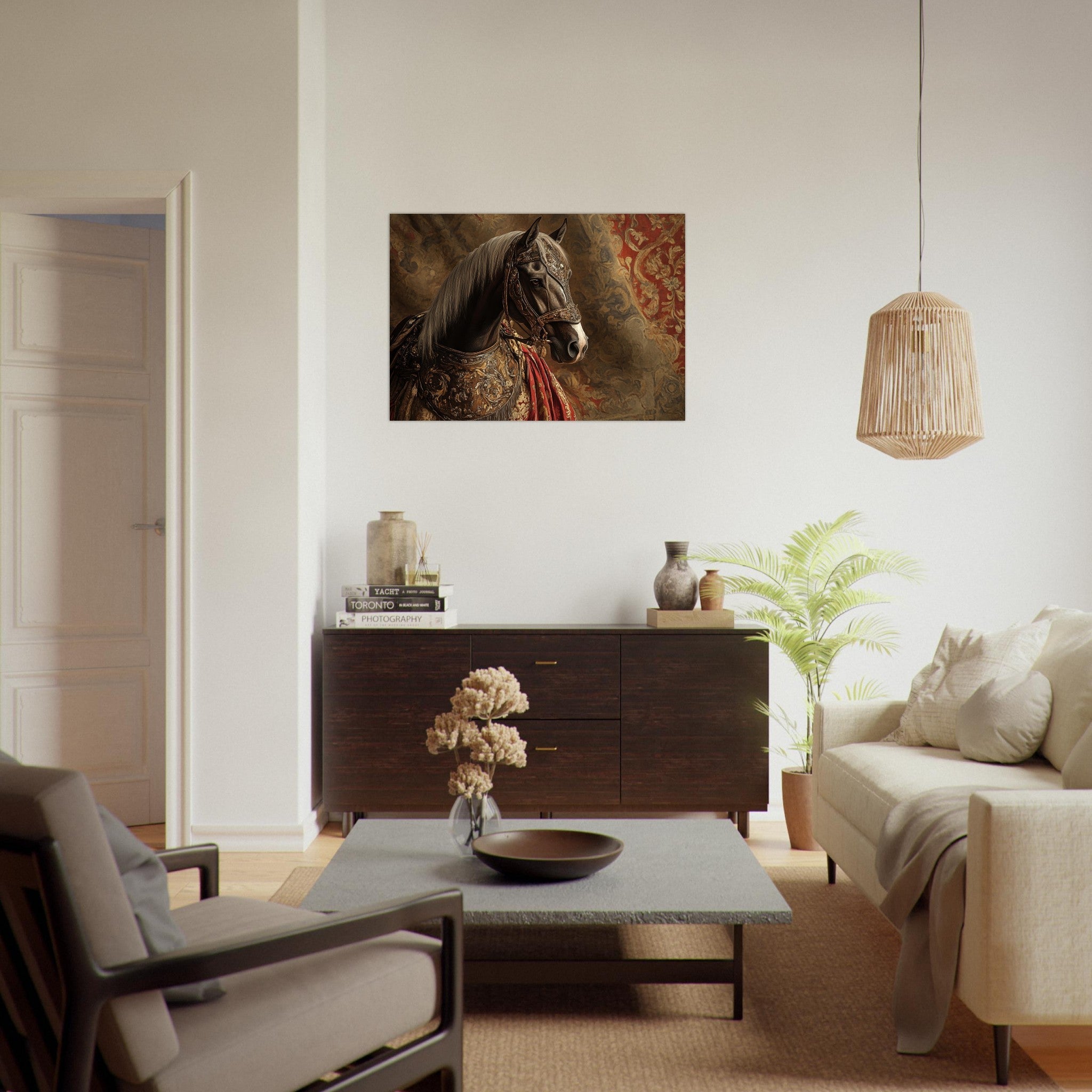 Aluminum Print Landscape - Renaissance Portrait of a Noble Horse A dignified - Shop Ai Art WebShop - Digital Art online Store