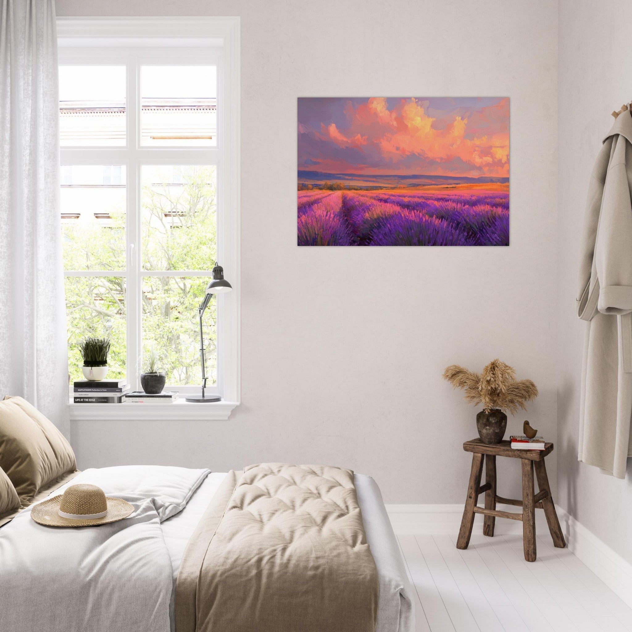 Aluminum Print Landscape - Rolling lavender fields under a pink - hued sunset - Shop Ai Art WebShop - Digital Art online Store