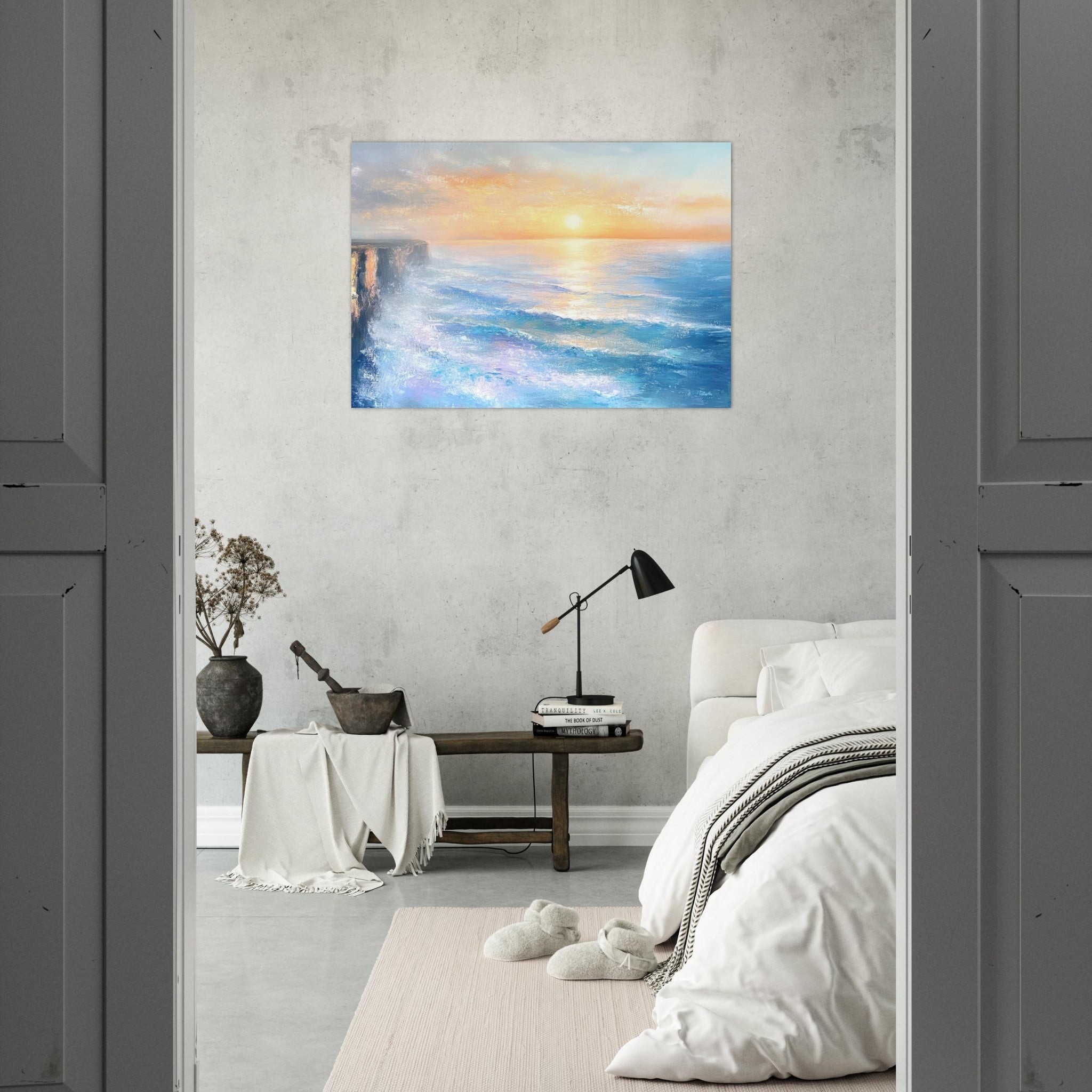 Aluminum Print Landscape - Seaside Cliff at Sunrise A breathtaking Empress - Shop Ai Art WebShop - Digital Art online Store