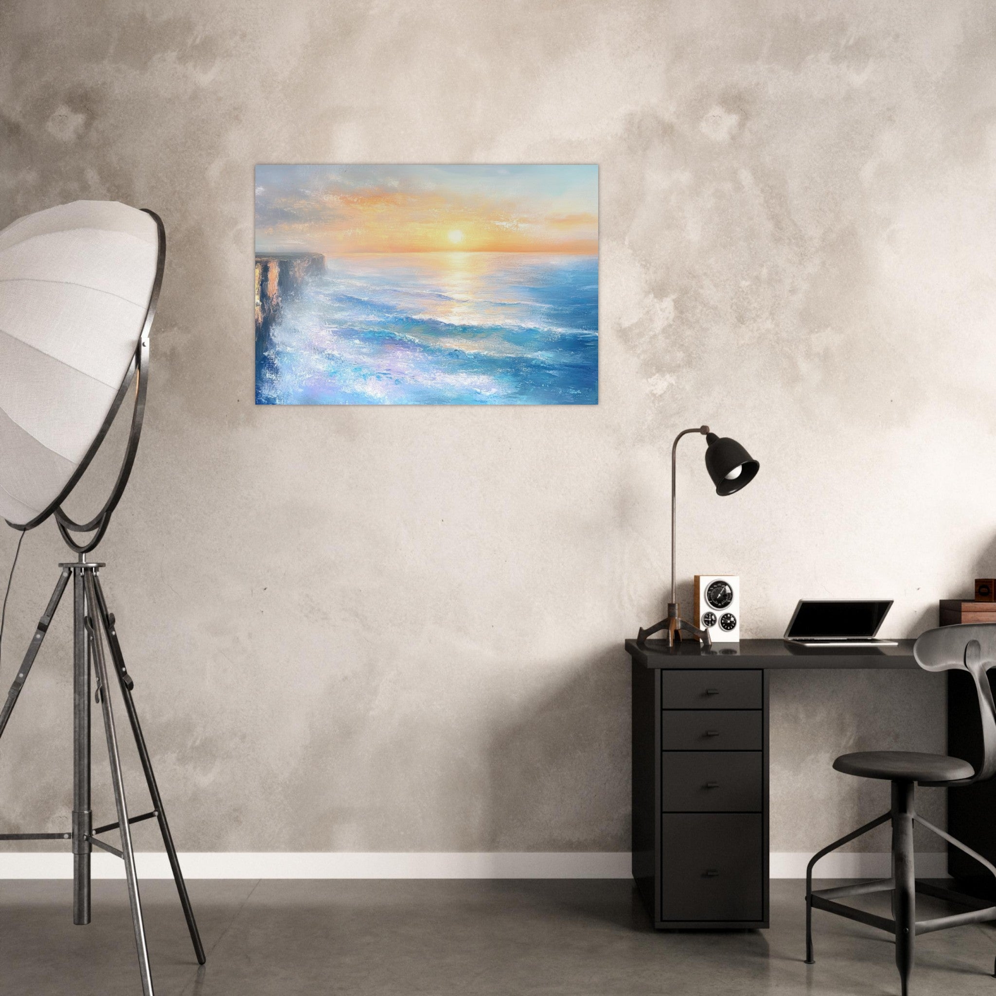 Aluminum Print Landscape - Seaside Cliff at Sunrise A breathtaking Empress - Shop Ai Art WebShop - Digital Art online Store