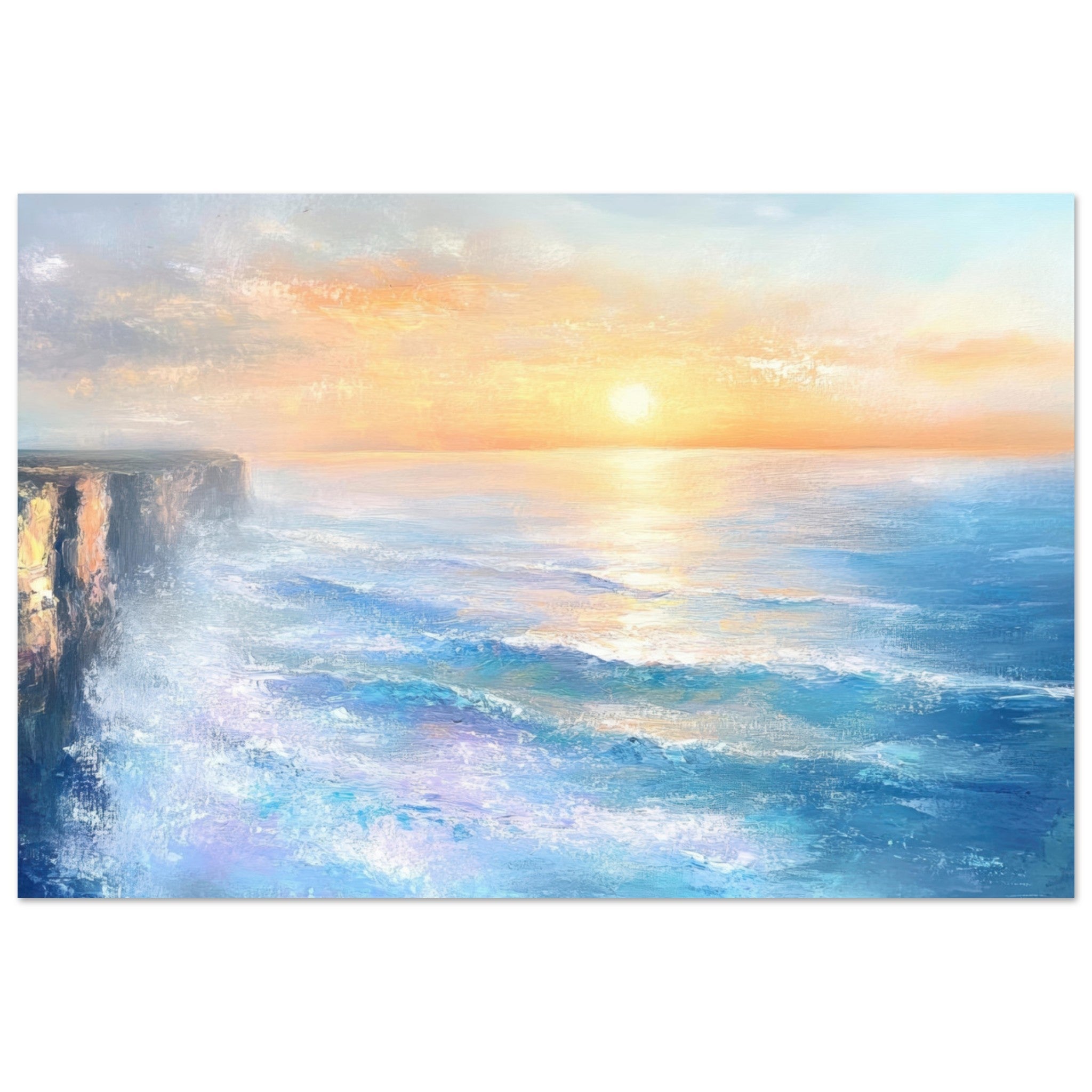 Aluminum Print Landscape - Seaside Cliff at Sunrise A breathtaking Empress - Shop Ai Art WebShop - Digital Art online Store
