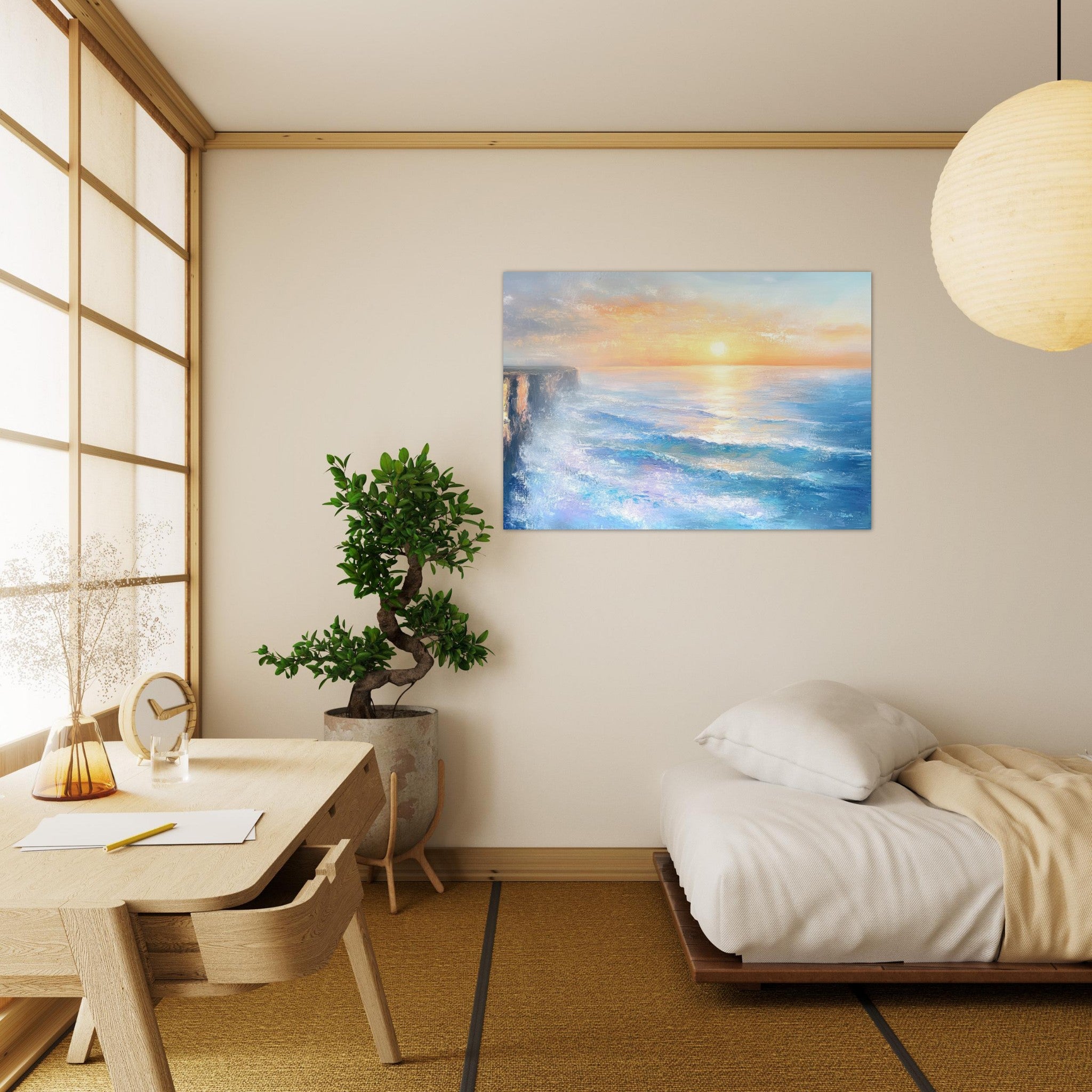 Aluminum Print Landscape - Seaside Cliff at Sunrise A breathtaking Empress - Shop Ai Art WebShop - Digital Art online Store