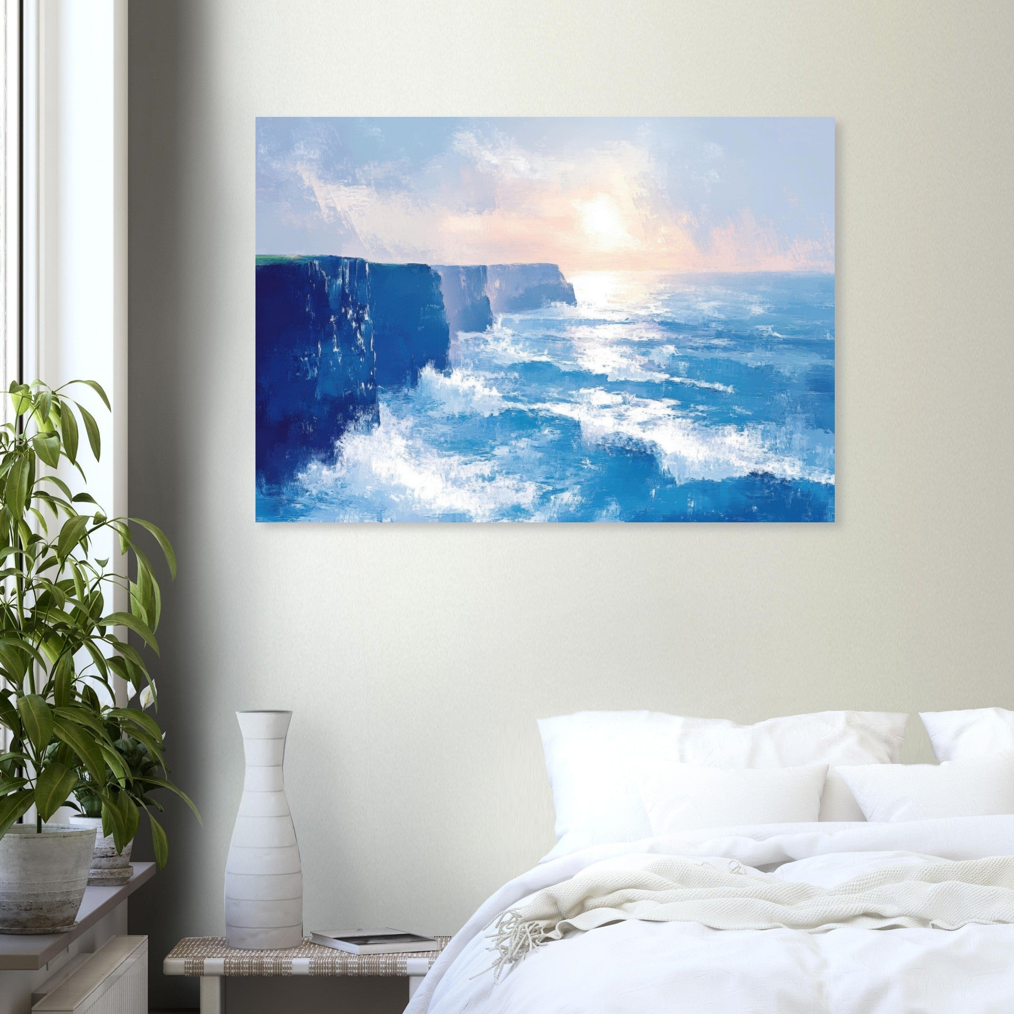 Aluminum Print Landscape - Seaside Cliff at Sunrise A breathtaking Empress 2 - Shop Ai Art WebShop - Digital Art online Store