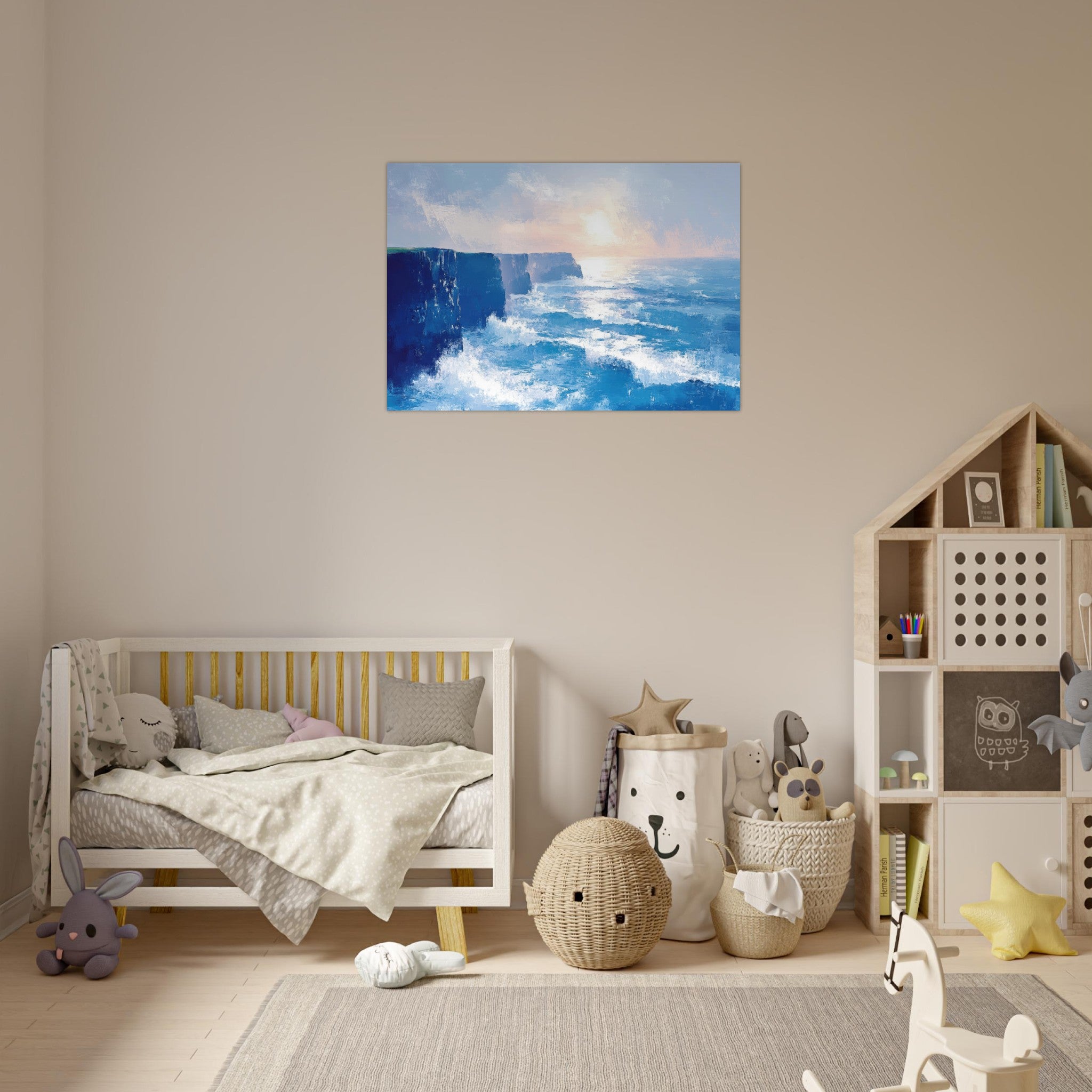 Aluminum Print Landscape - Seaside Cliff at Sunrise A breathtaking Empress 2 - Shop Ai Art WebShop - Digital Art online Store