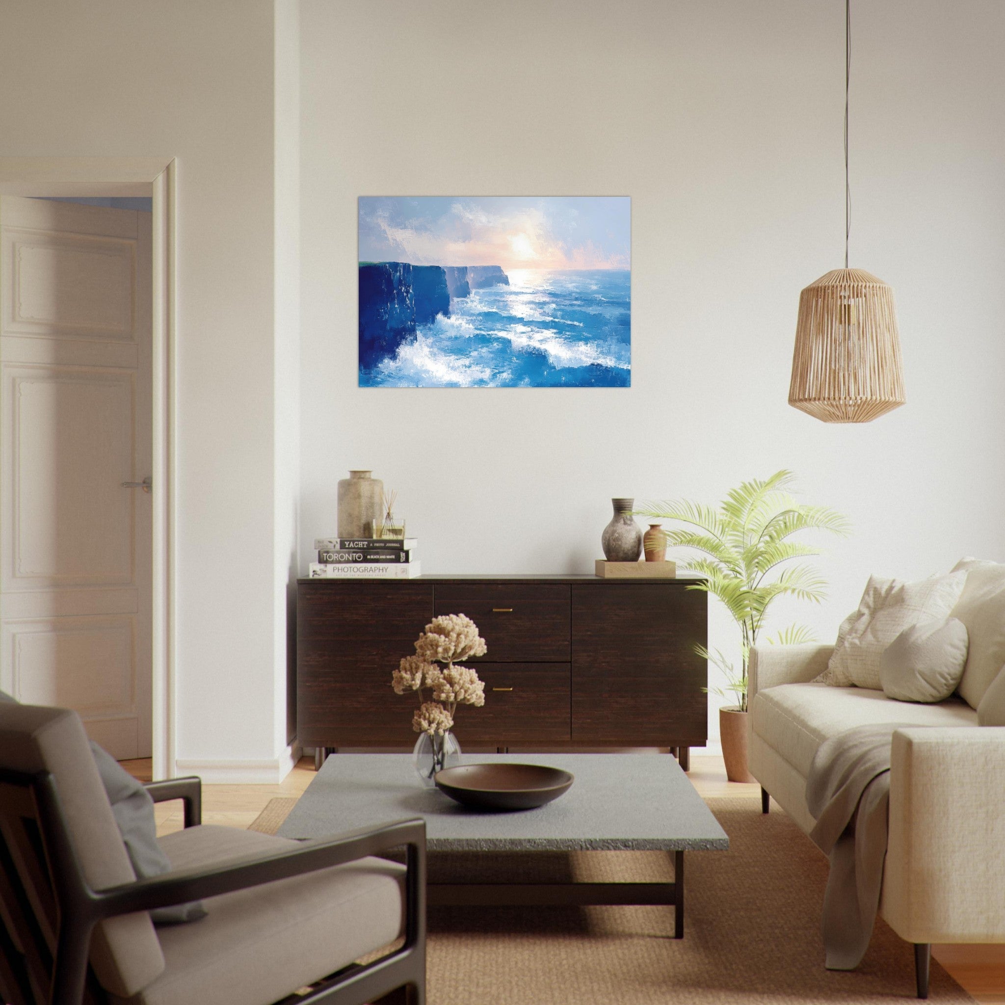 Aluminum Print Landscape - Seaside Cliff at Sunrise A breathtaking Empress 2 - Shop Ai Art WebShop - Digital Art online Store
