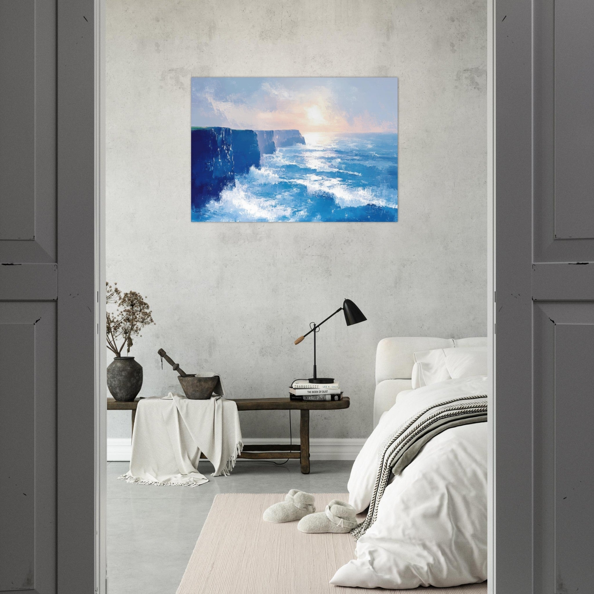 Aluminum Print Landscape - Seaside Cliff at Sunrise A breathtaking Empress 2 - Shop Ai Art WebShop - Digital Art online Store