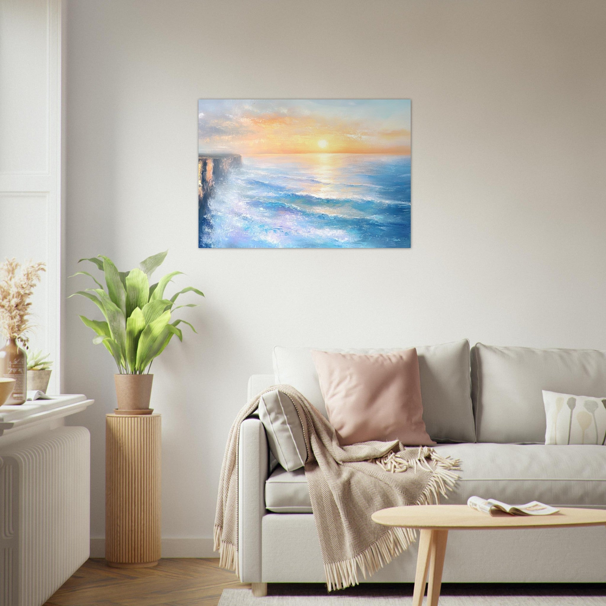 Aluminum Print Landscape - Seaside Cliff at Sunrise A breathtaking Empress - Shop Ai Art WebShop - Digital Art online Store