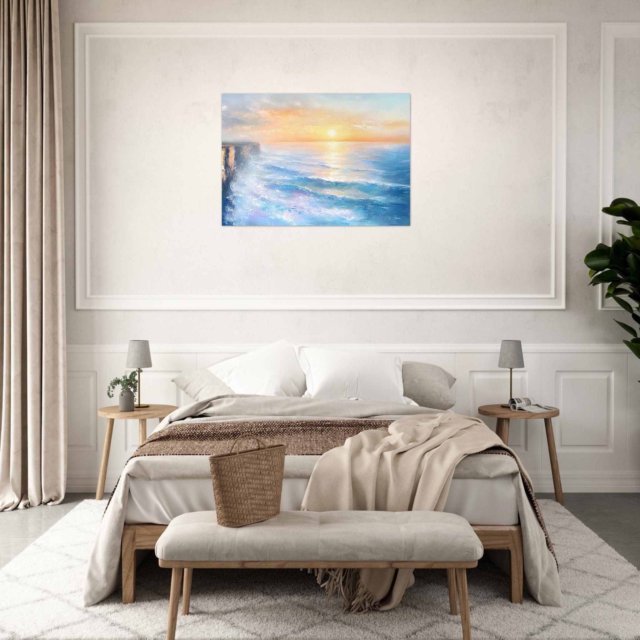 Aluminum Print Landscape - Seaside Cliff at Sunrise A breathtaking Empress - Shop Ai Art WebShop - Digital Art online Store