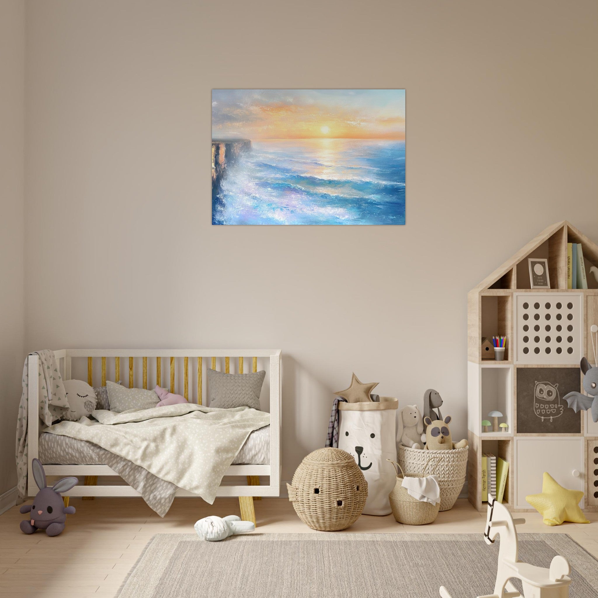 Aluminum Print Landscape - Seaside Cliff at Sunrise A breathtaking Empress - Shop Ai Art WebShop - Digital Art online Store