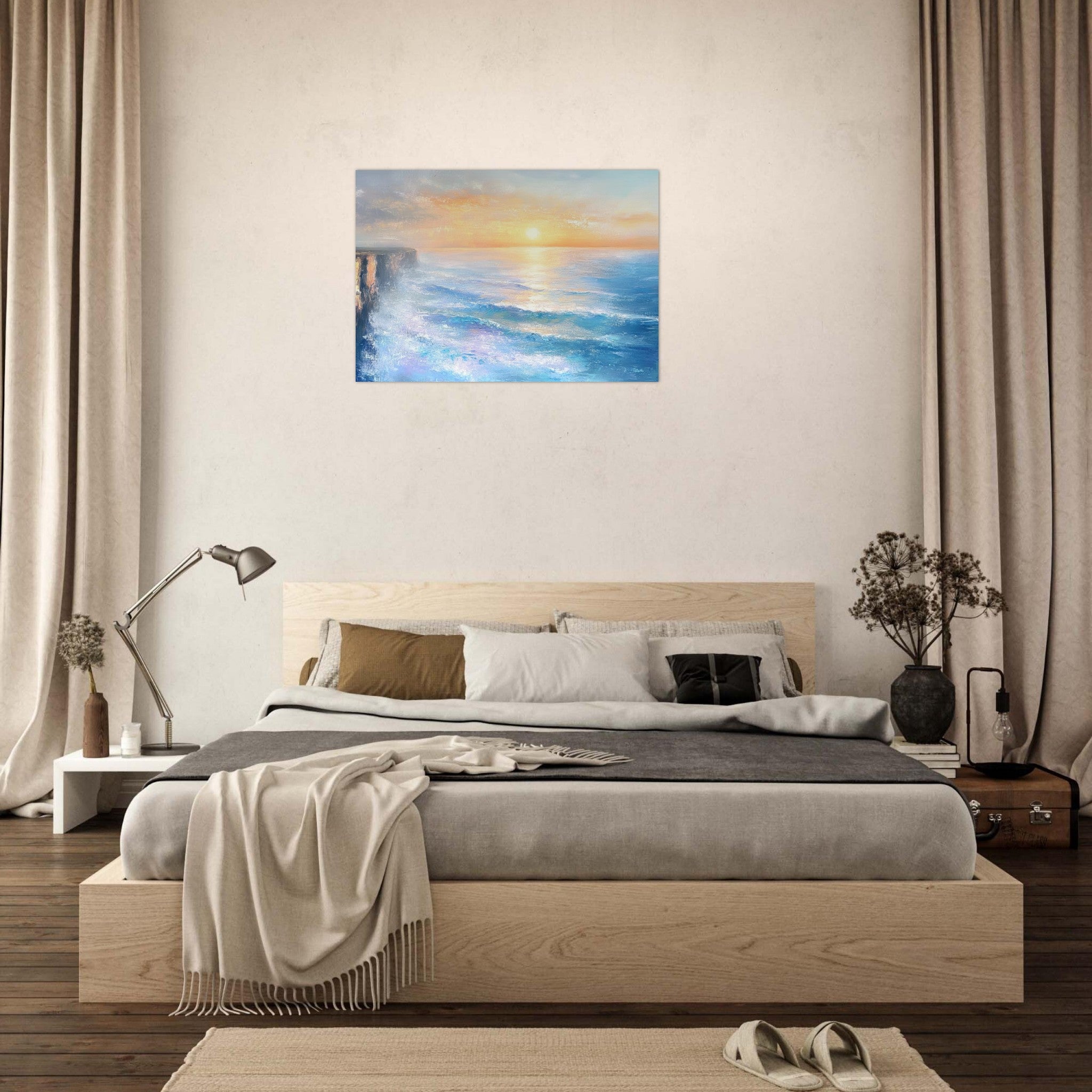 Aluminum Print Landscape - Seaside Cliff at Sunrise A breathtaking Empress - Shop Ai Art WebShop - Digital Art online Store