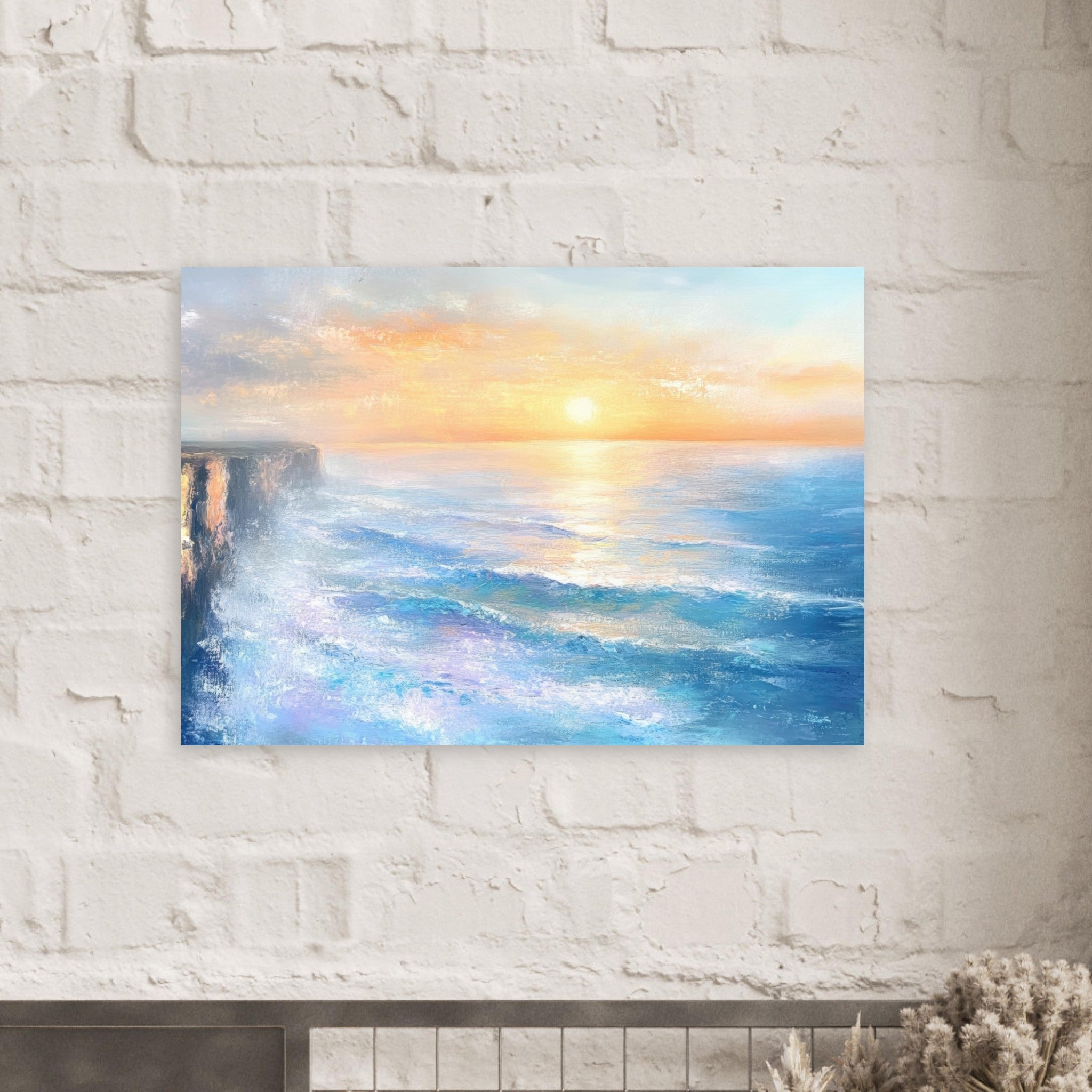 Aluminum Print Landscape - Seaside Cliff at Sunrise A breathtaking Empress - Shop Ai Art WebShop - Digital Art online Store