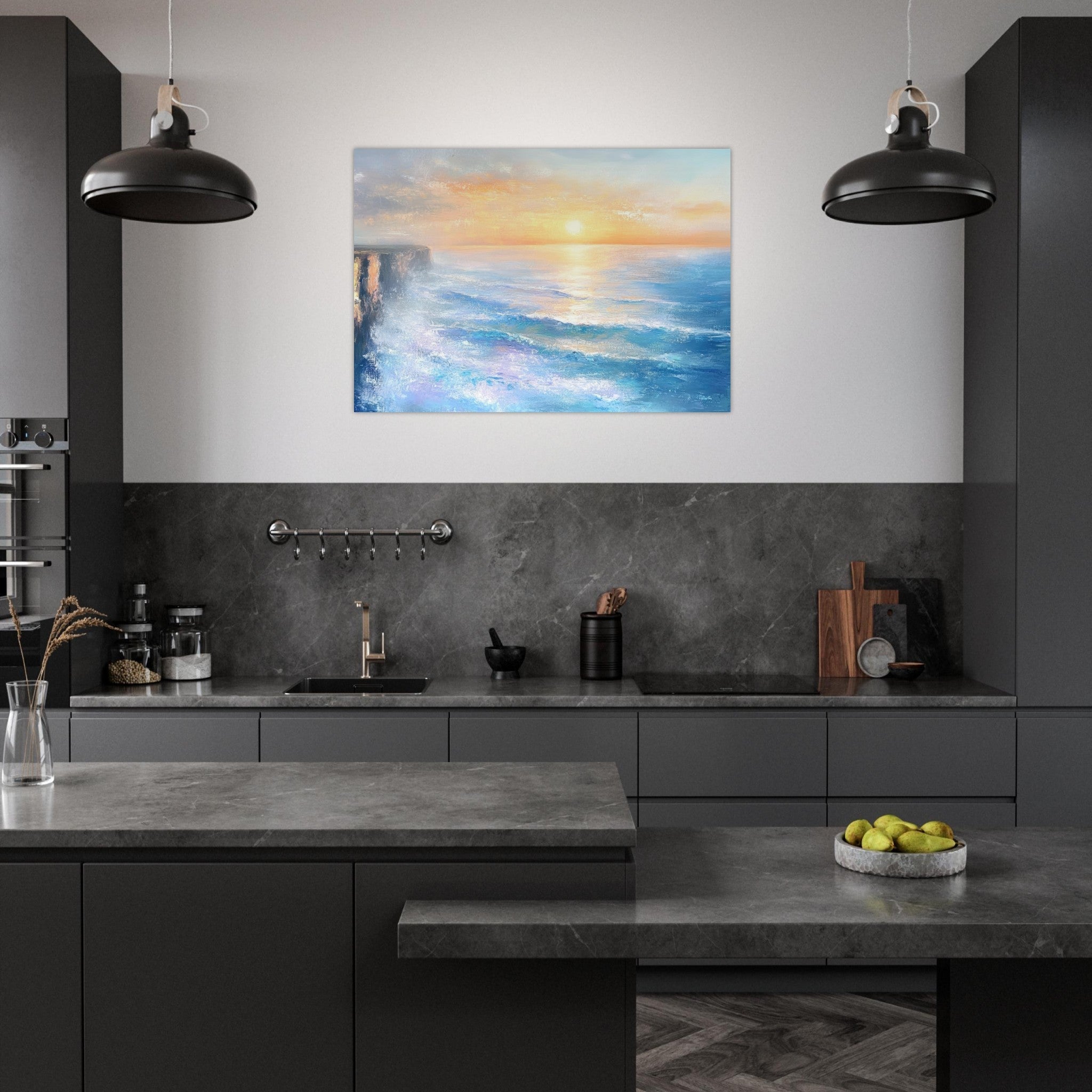 Aluminum Print Landscape - Seaside Cliff at Sunrise A breathtaking Empress - Shop Ai Art WebShop - Digital Art online Store