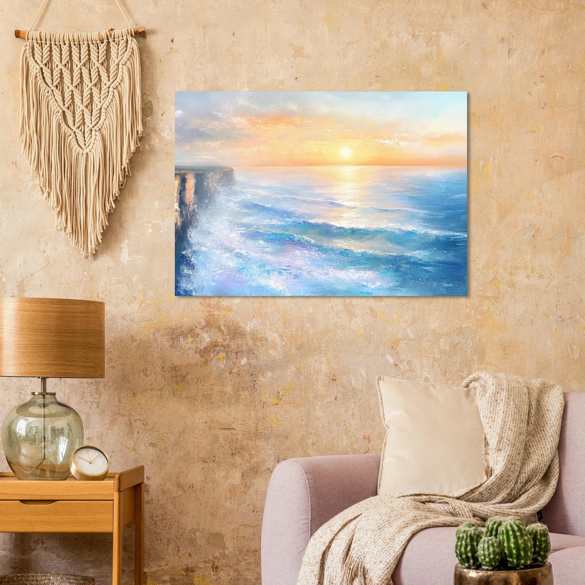Aluminum Print Landscape - Seaside Cliff at Sunrise A breathtaking Empress - Shop Ai Art WebShop - Digital Art online Store