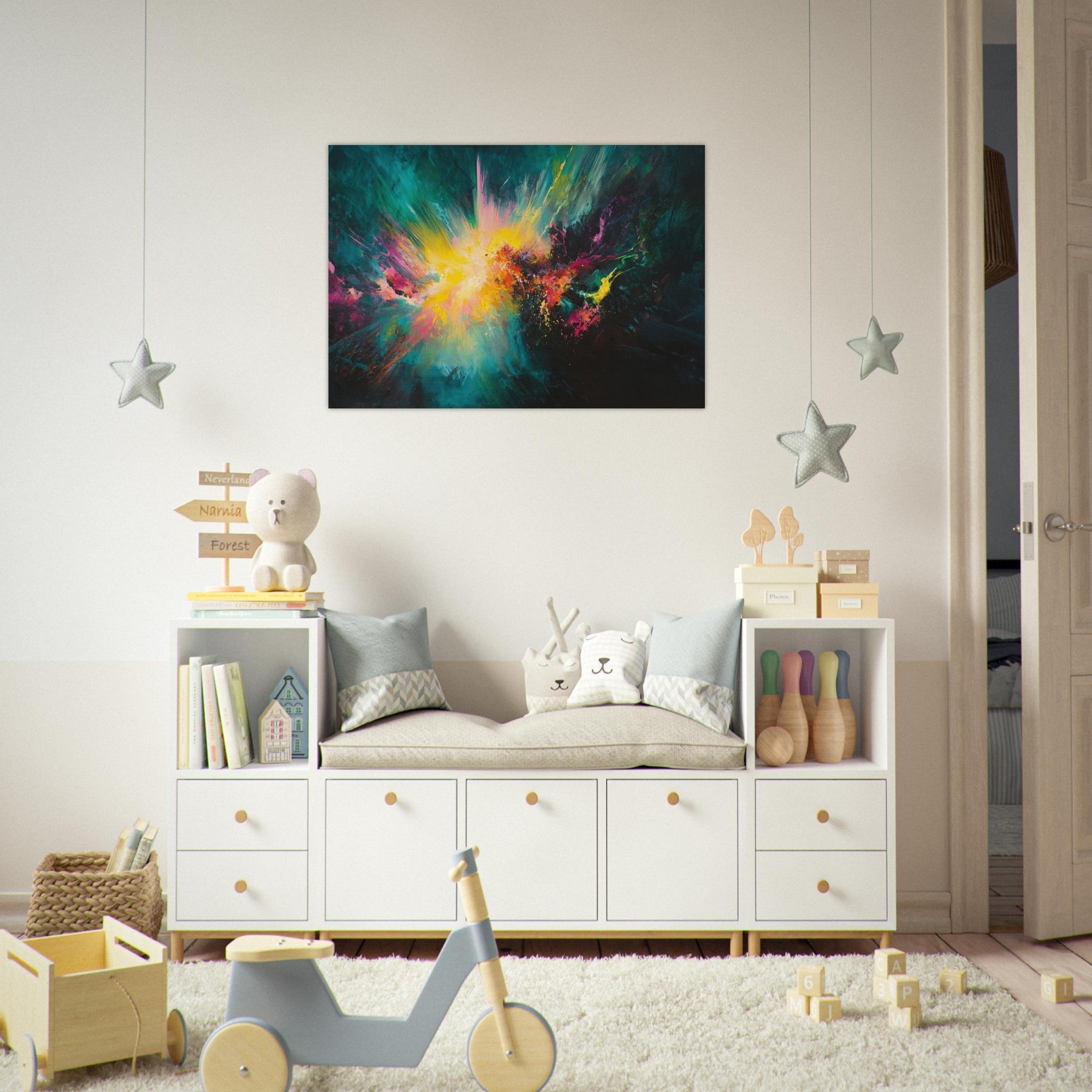 Aluminum Print Landscape - Spectral Dissonance Razor - sharp angular forms - Shop Ai Art WebShop - Digital Art online Store