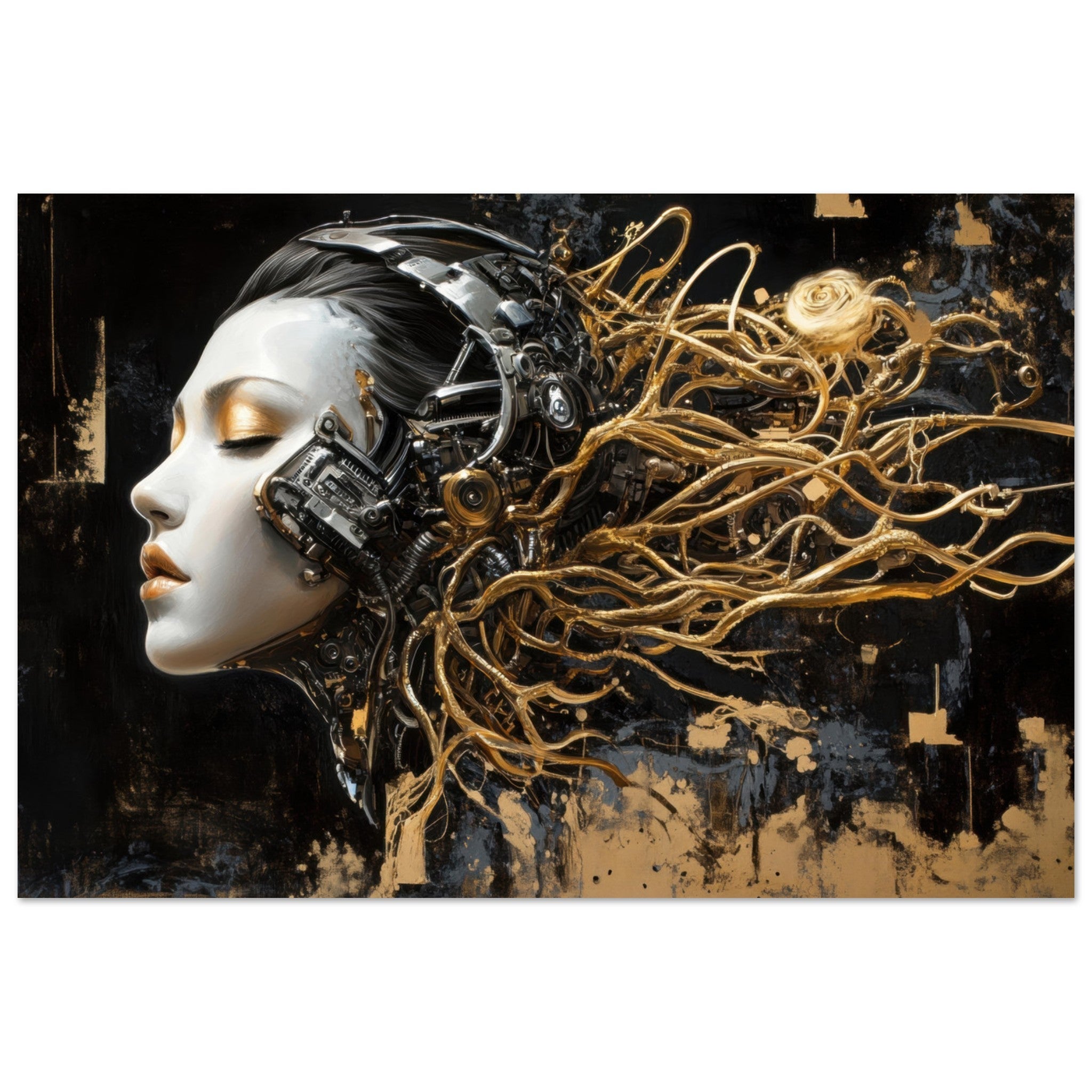 Aluminum Print Landscape - Surrealist Hybrid Queen on a Biomechanical Thrown 5 - Shop Ai Art WebShop - Digital Art online Store