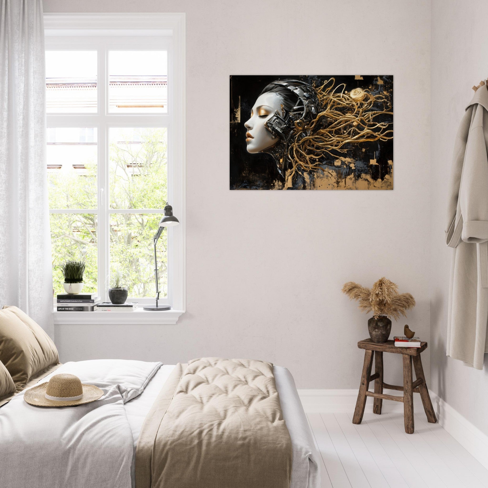 Aluminum Print Landscape - Surrealist Hybrid Queen on a Biomechanical Thrown 5 - Shop Ai Art WebShop - Digital Art online Store