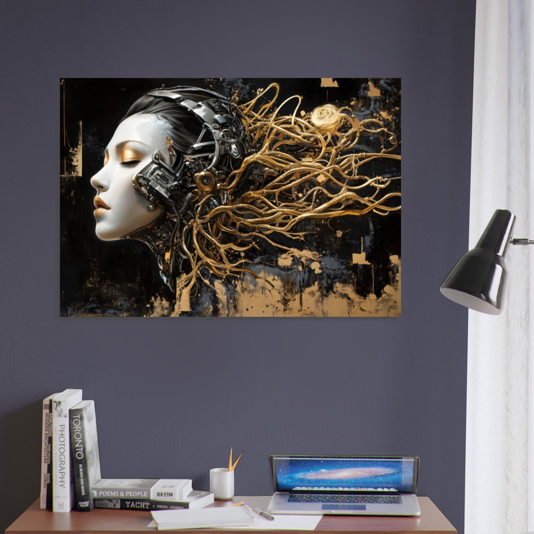 Aluminum Print Landscape - Surrealist Hybrid Queen on a Biomechanical Thrown 5 - Shop Ai Art WebShop - Digital Art online Store