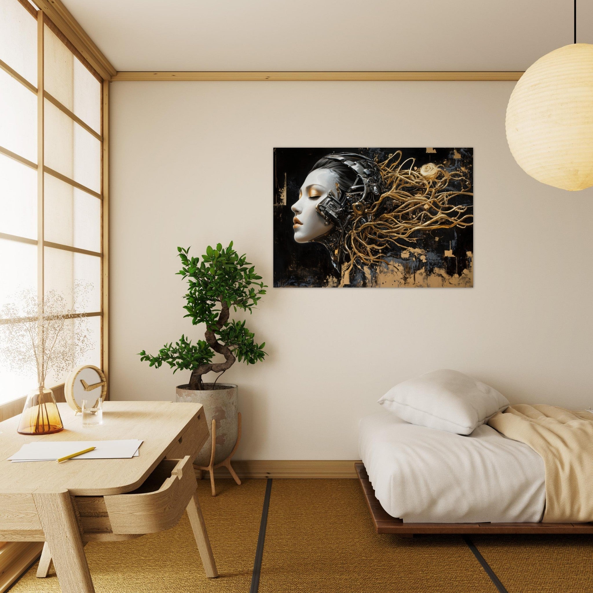 Aluminum Print Landscape - Surrealist Hybrid Queen on a Biomechanical Thrown 5 - Shop Ai Art WebShop - Digital Art online Store