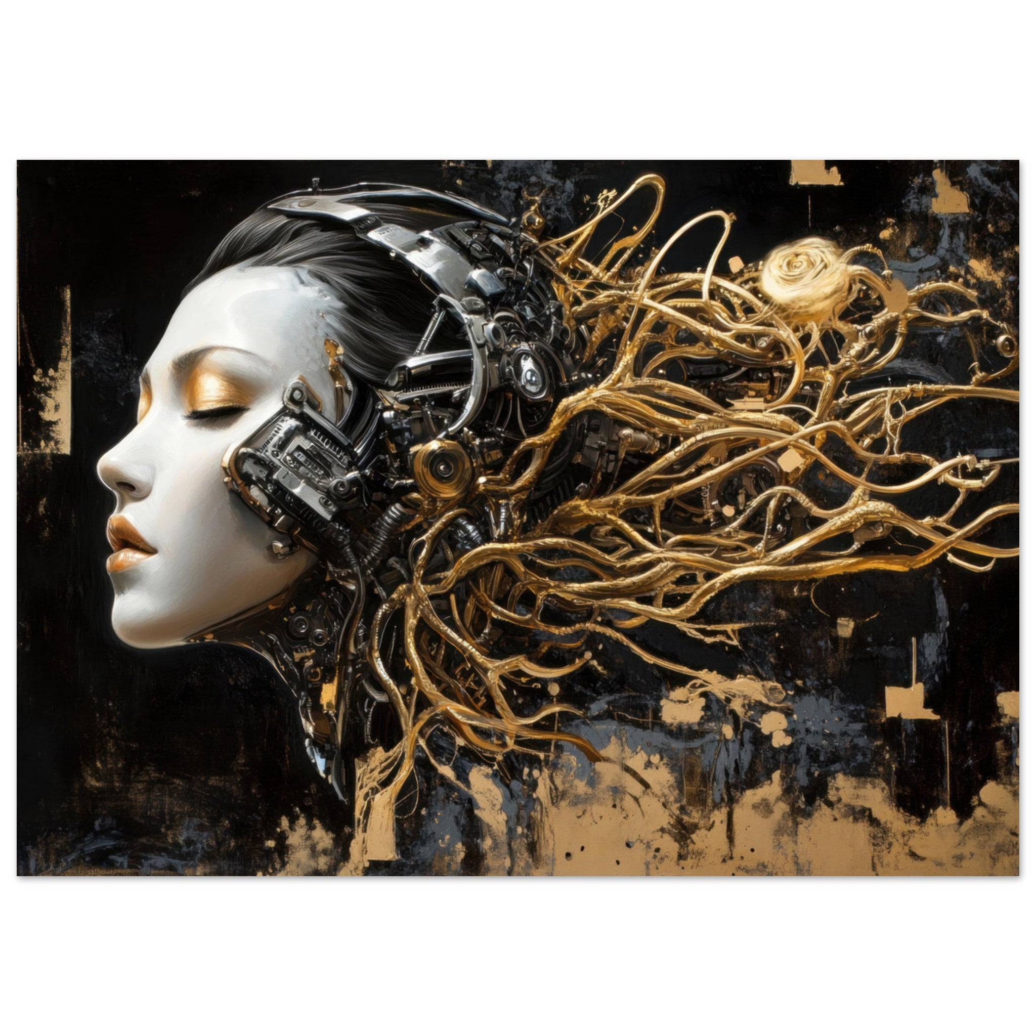 Aluminum Print Landscape - Surrealist Hybrid Queen on a Biomechanical Thrown 5 - Shop Ai Art WebShop - Digital Art online Store