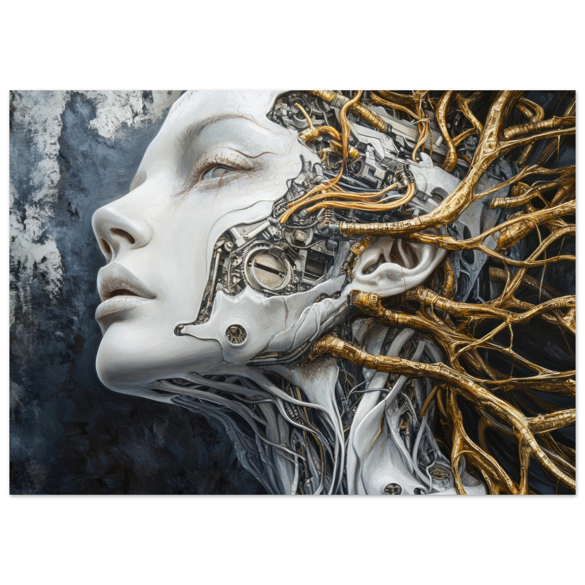 Aluminum Print Landscape - Surrealist Hybrid Queen on a Biomechanical Thrown 8 - Shop Ai Art WebShop - Digital Art online Store