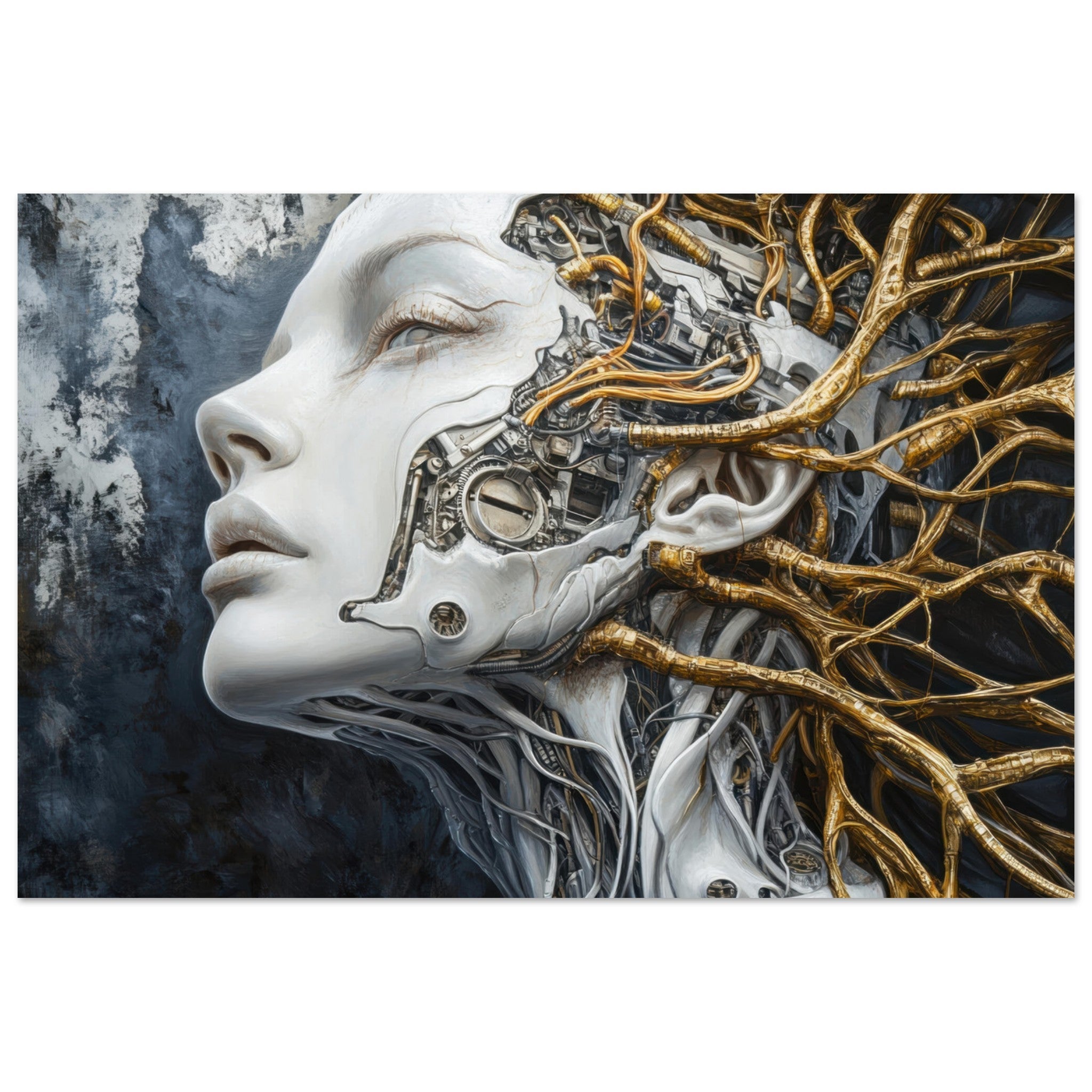 Aluminum Print Landscape - Surrealist Hybrid Queen on a Biomechanical Thrown 8 - Shop Ai Art WebShop - Digital Art online Store