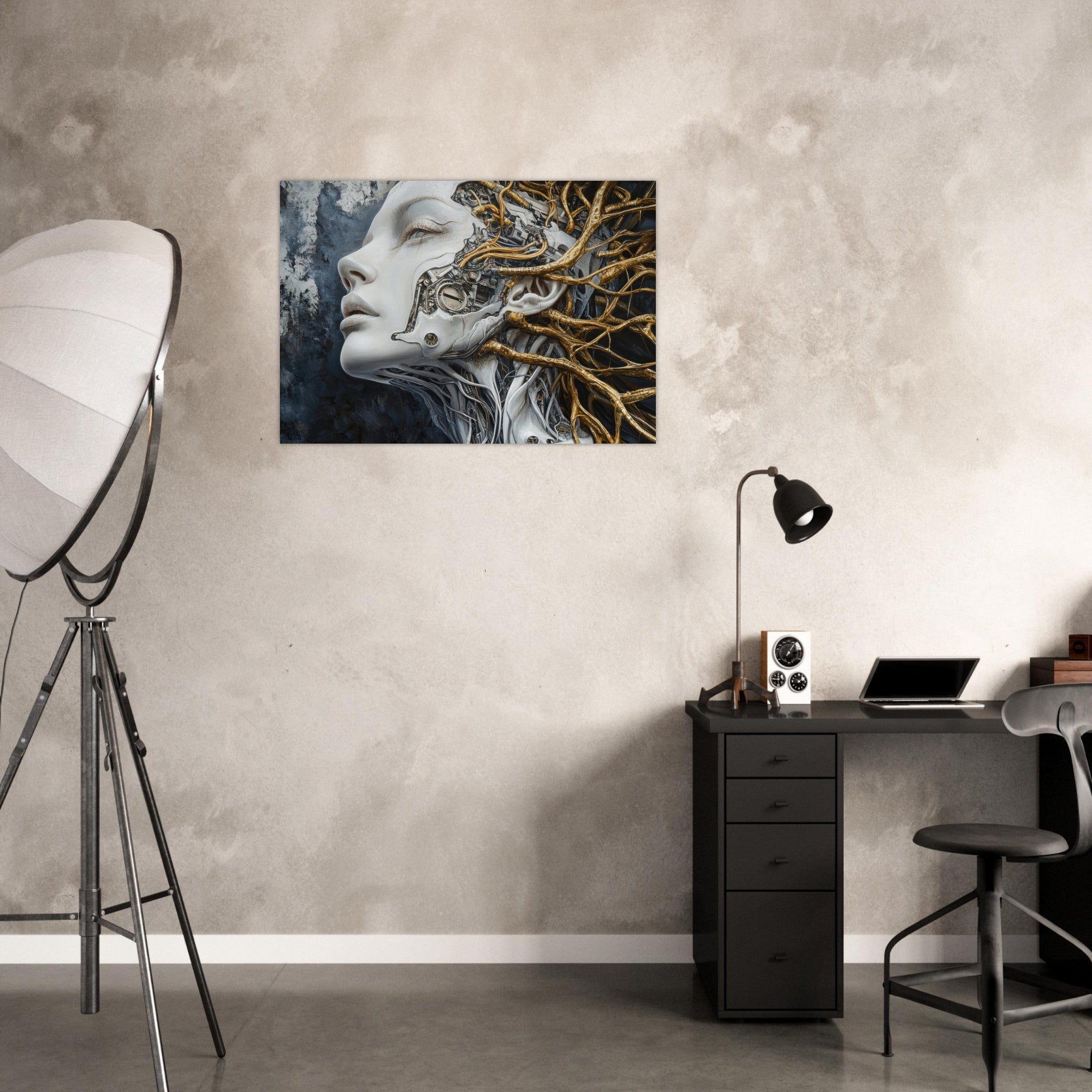 Aluminum Print Landscape - Surrealist Hybrid Queen on a Biomechanical Thrown 8 - Shop Ai Art WebShop - Digital Art online Store