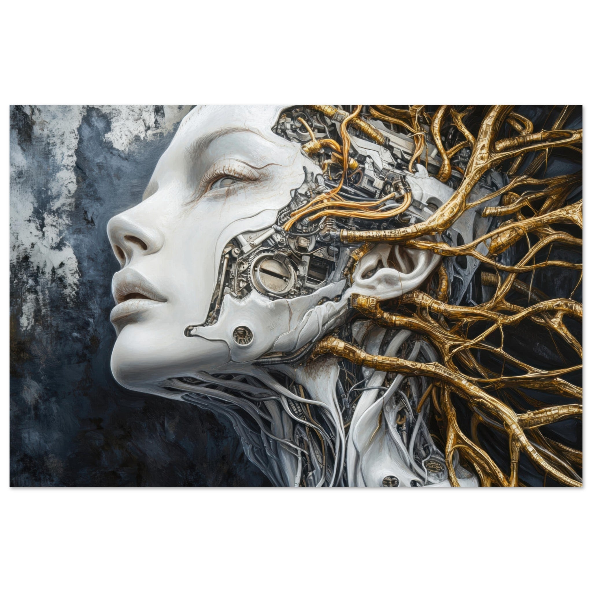 Aluminum Print Landscape - Surrealist Hybrid Queen on a Biomechanical Thrown 8 - Shop Ai Art WebShop - Digital Art online Store