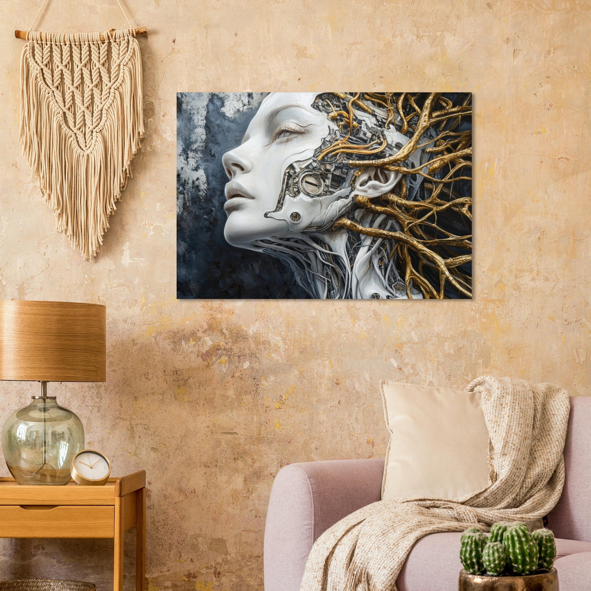 Aluminum Print Landscape - Surrealist Hybrid Queen on a Biomechanical Thrown 8 - Shop Ai Art WebShop - Digital Art online Store