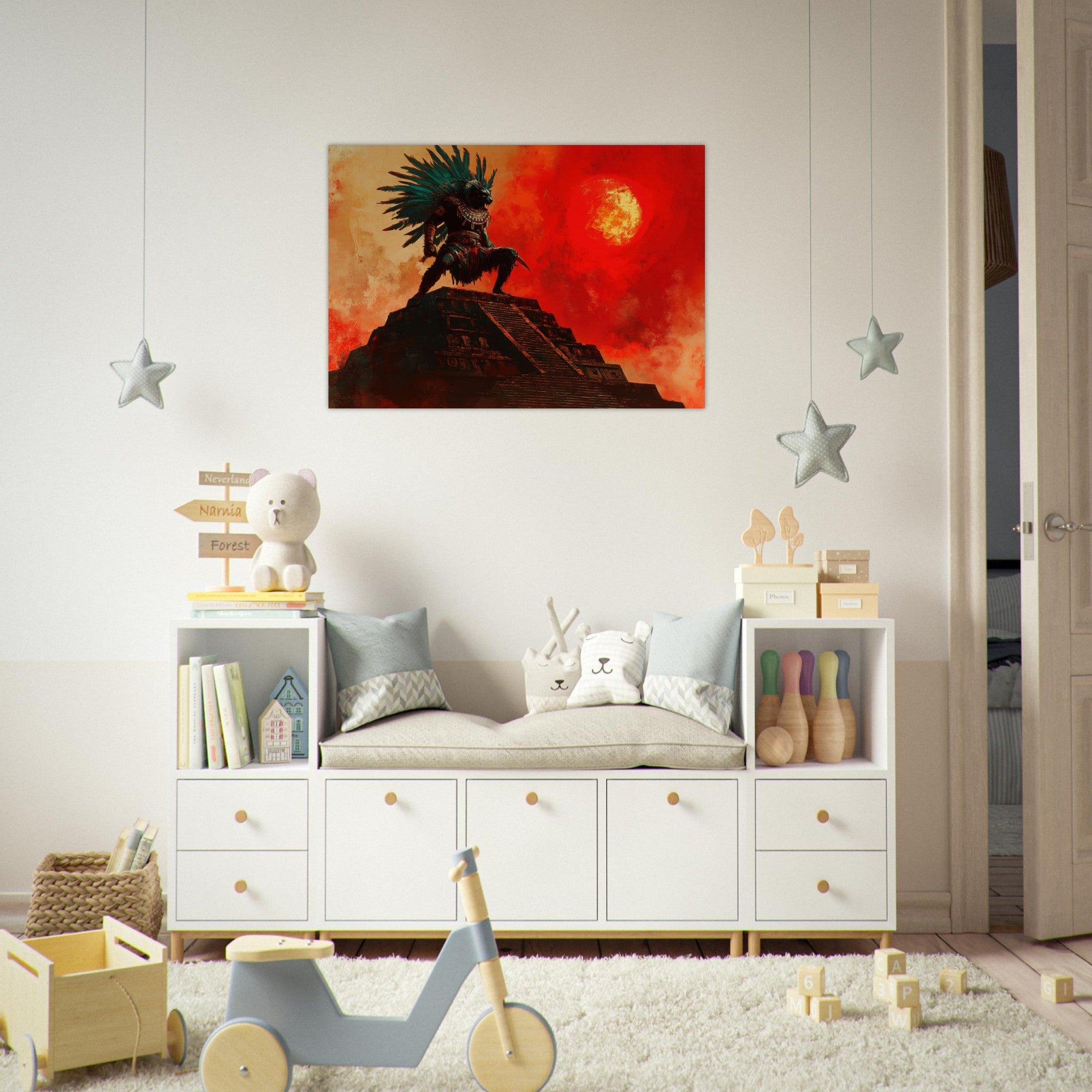 Aluminum Print Landscape - The Aztec Sun Warriors Final Battle Mesoamerican - Shop Ai Art WebShop - Digital Art online Store