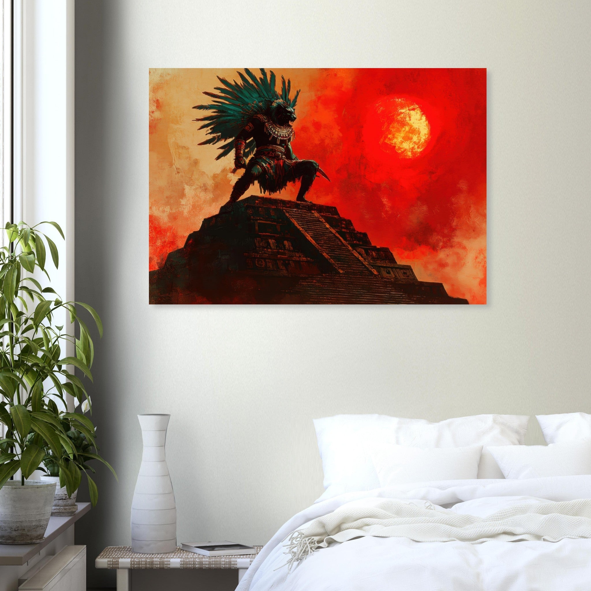 Aluminum Print Landscape - The Aztec Sun Warriors Final Battle Mesoamerican - Shop Ai Art WebShop - Digital Art online Store
