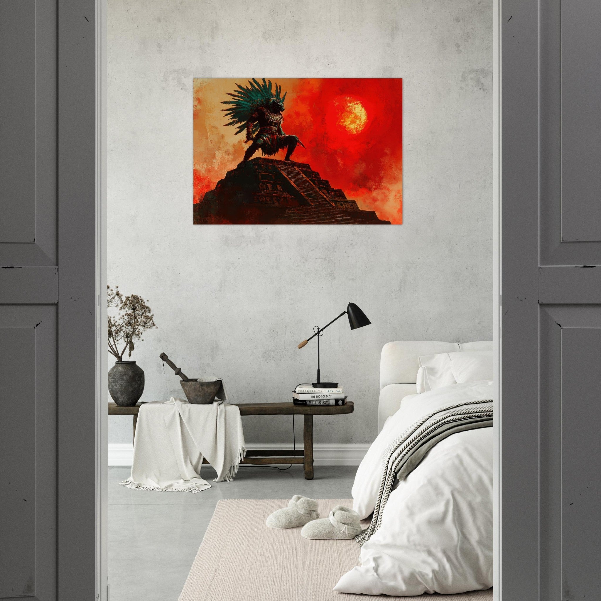 Aluminum Print Landscape - The Aztec Sun Warriors Final Battle Mesoamerican - Shop Ai Art WebShop - Digital Art online Store