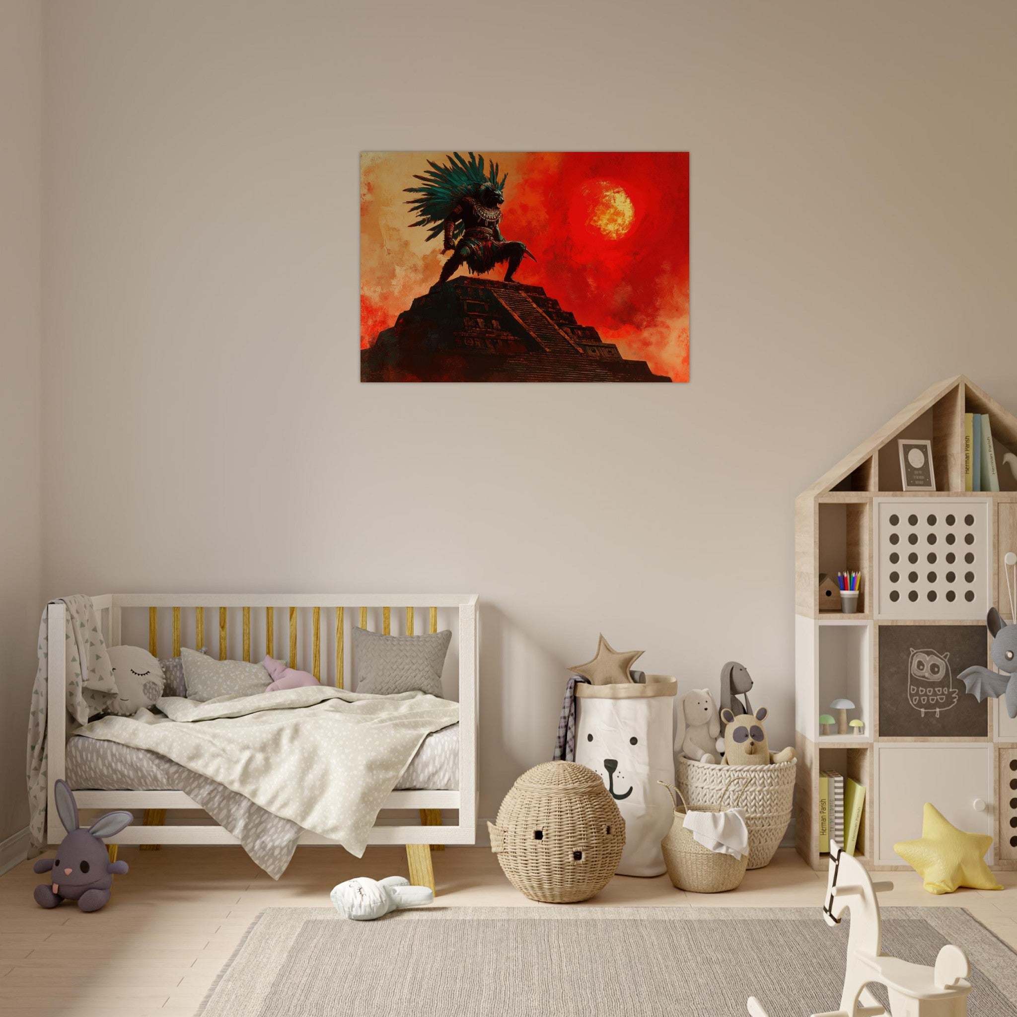 Aluminum Print Landscape - The Aztec Sun Warriors Final Battle Mesoamerican - Shop Ai Art WebShop - Digital Art online Store