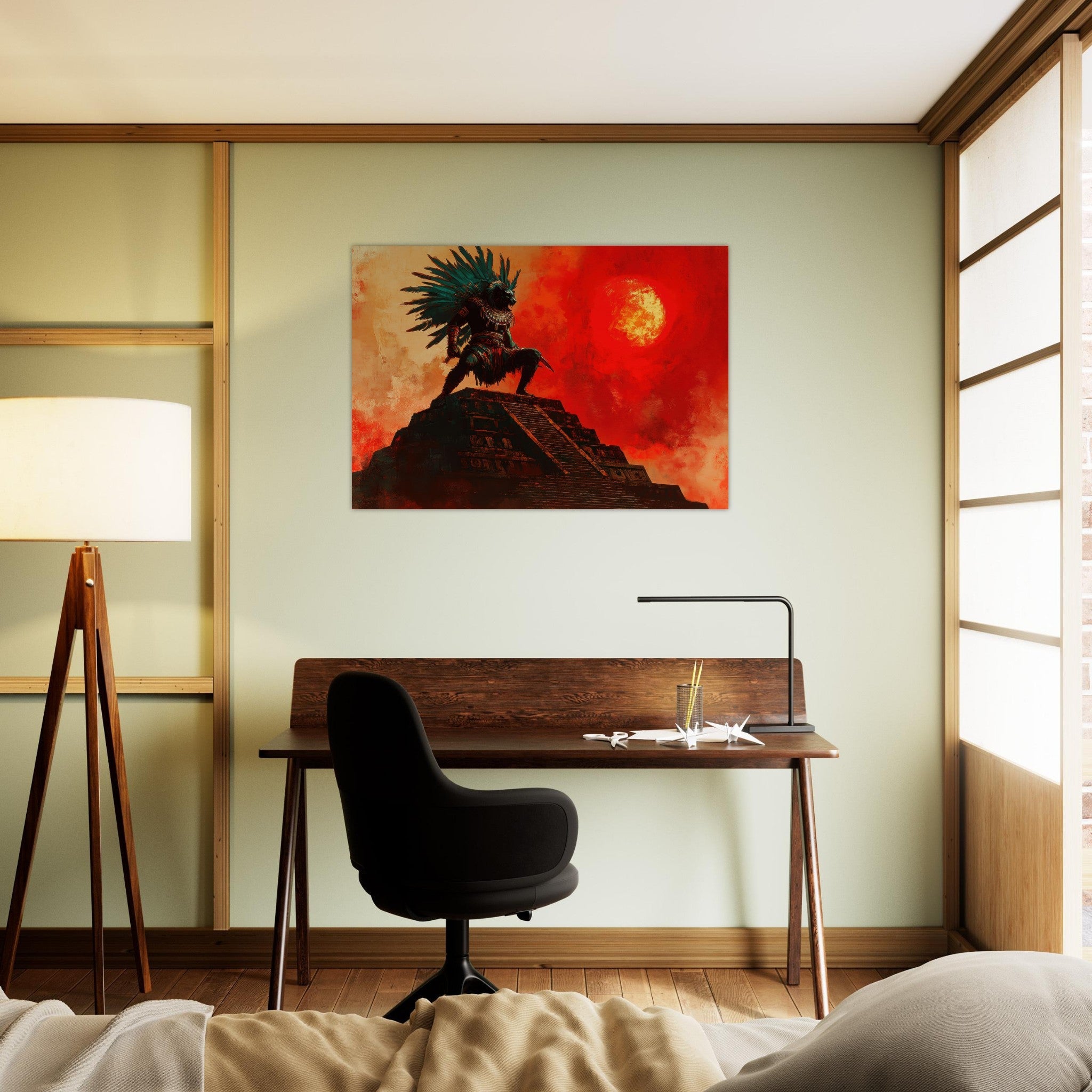 Aluminum Print Landscape - The Aztec Sun Warriors Final Battle Mesoamerican - Shop Ai Art WebShop - Digital Art online Store