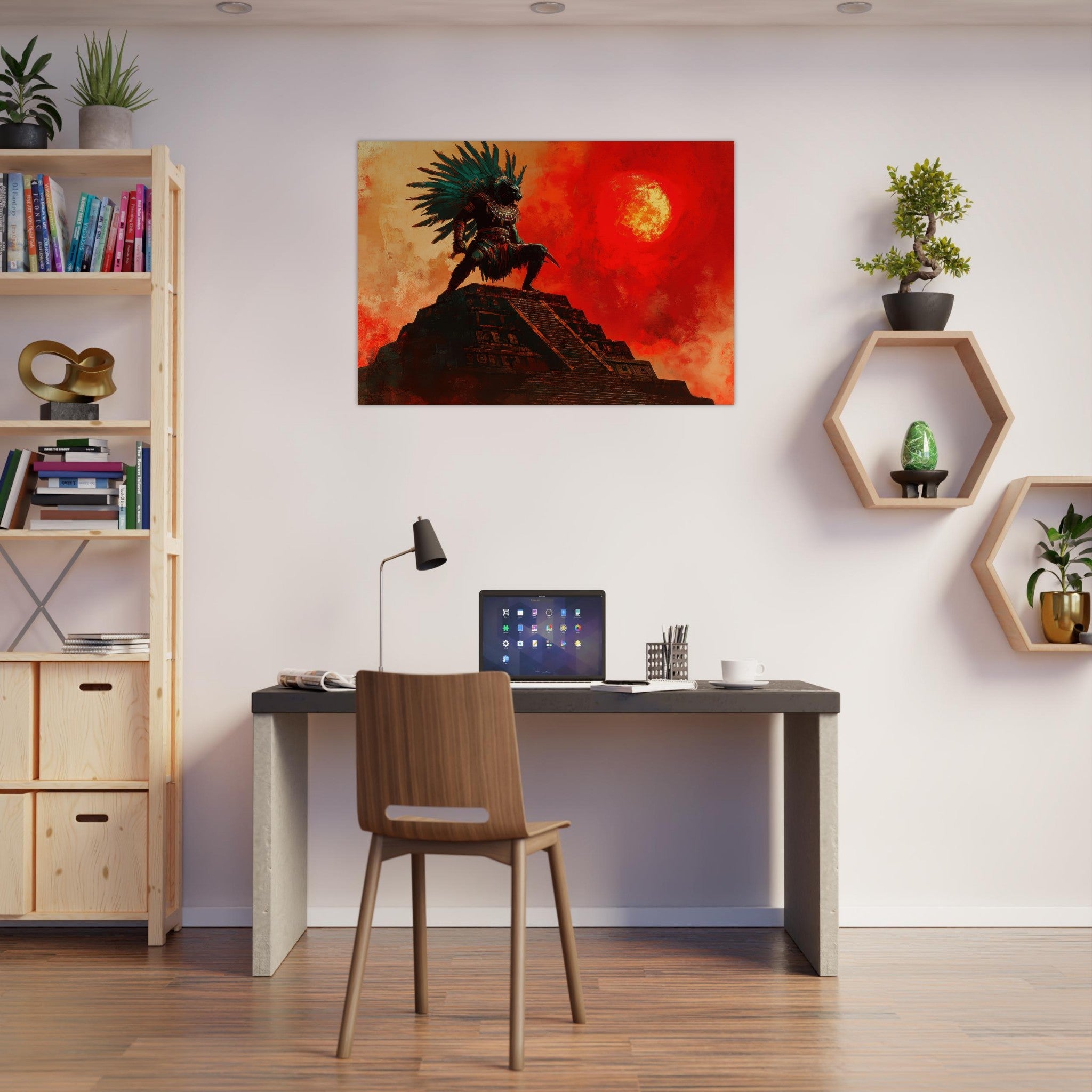 Aluminum Print Landscape - The Aztec Sun Warriors Final Battle Mesoamerican - Shop Ai Art WebShop - Digital Art online Store