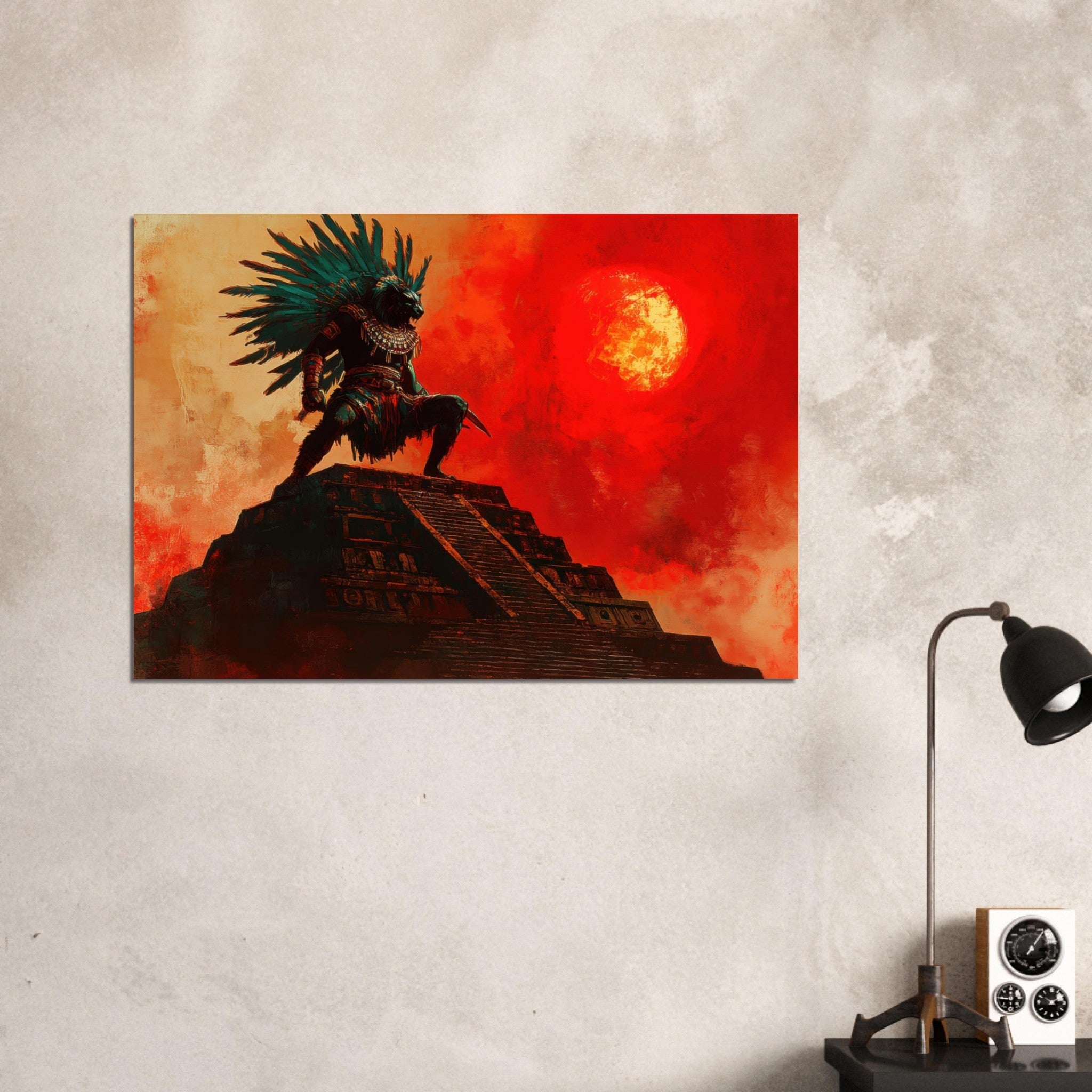Aluminum Print Landscape - The Aztec Sun Warriors Final Battle Mesoamerican - Shop Ai Art WebShop - Digital Art online Store