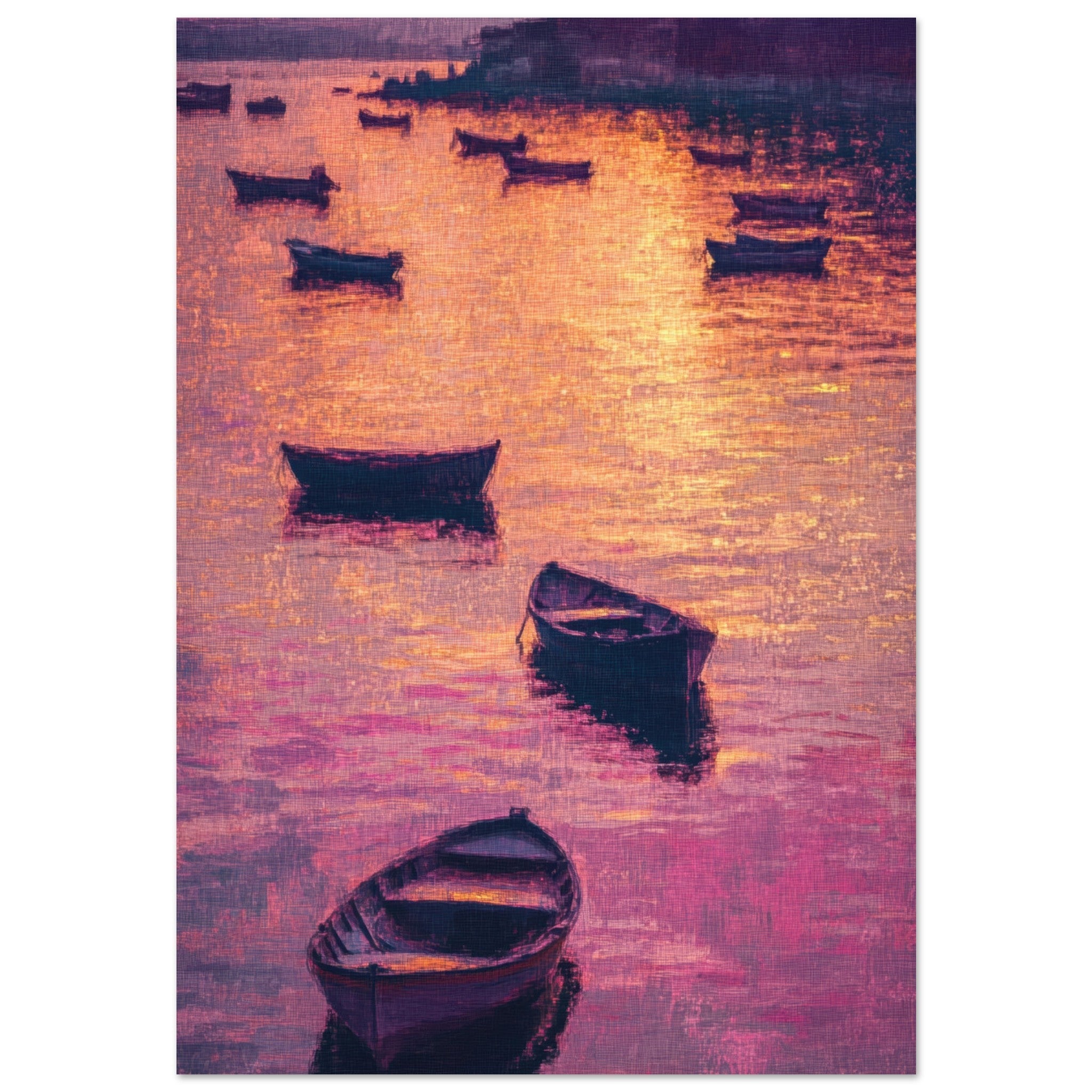 Aluminum Print Portrait - Boats at Dusk A harbor filled with gently rocky - Shop Ai Art WebShop - Digital Art online Store