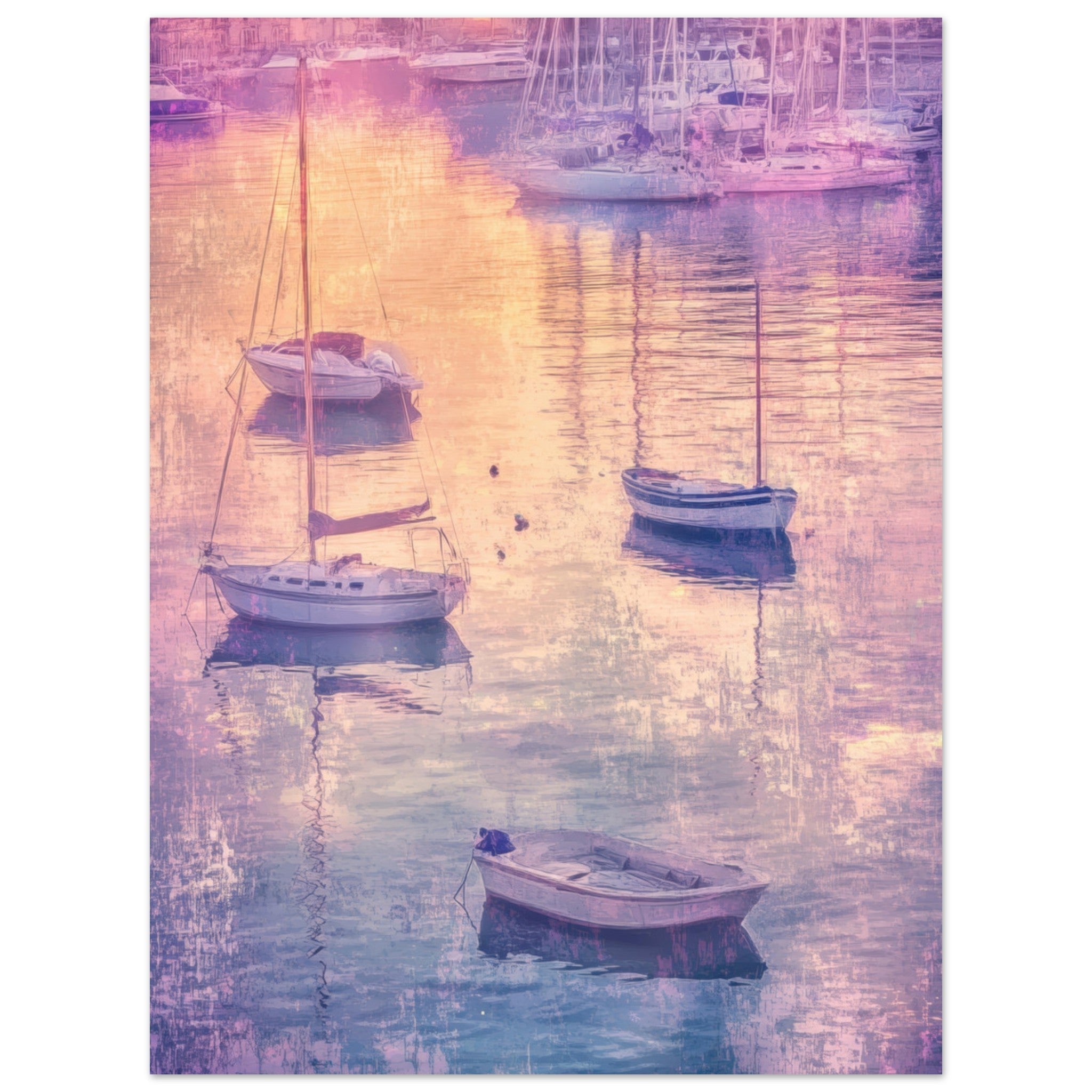 Aluminum Print Portrait - Boats at Dusk A harbor filled with gently rocky 3 - Shop Ai Art WebShop - Digital Art online Store