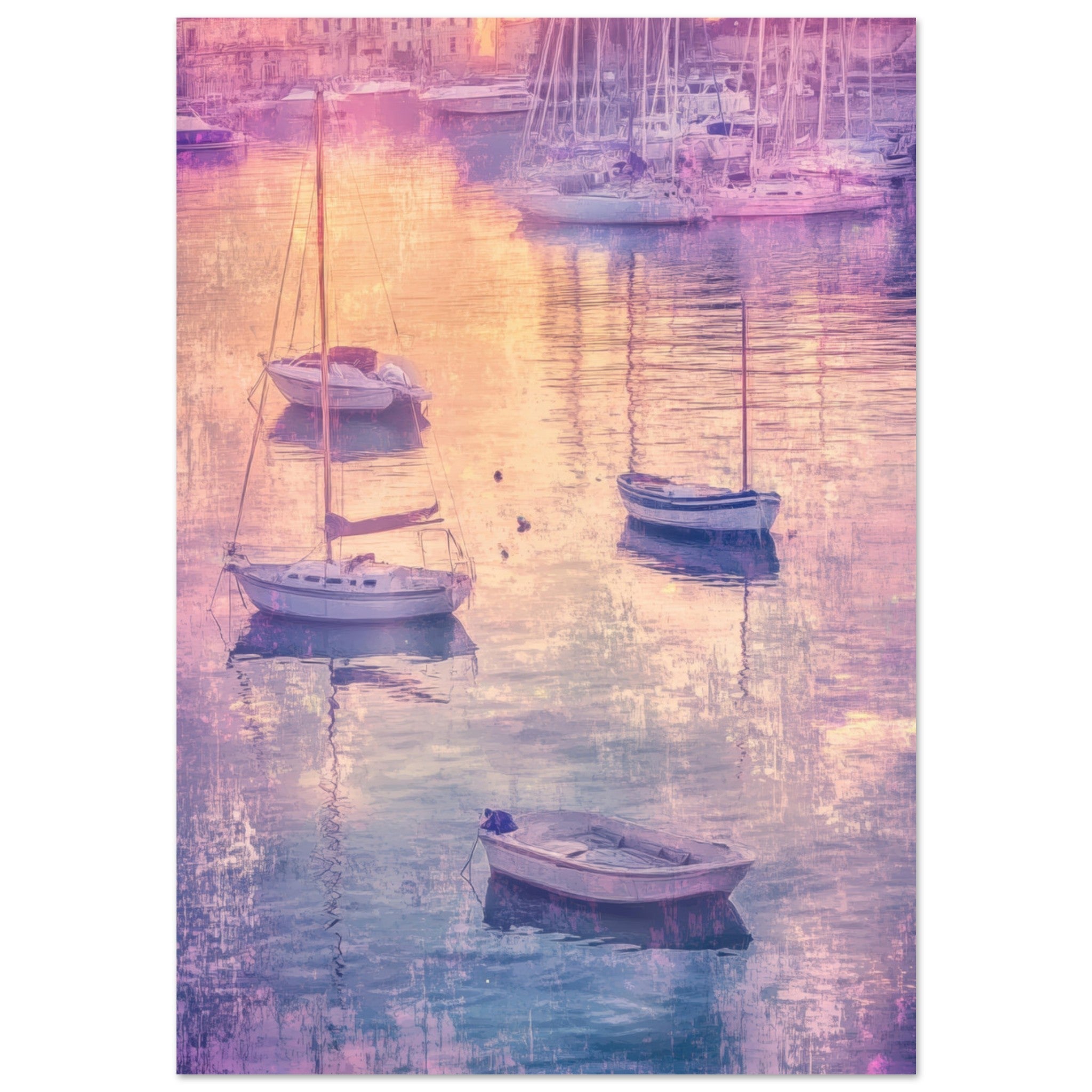 Aluminum Print Portrait - Boats at Dusk A harbor filled with gently rocky 3 - Shop Ai Art WebShop - Digital Art online Store