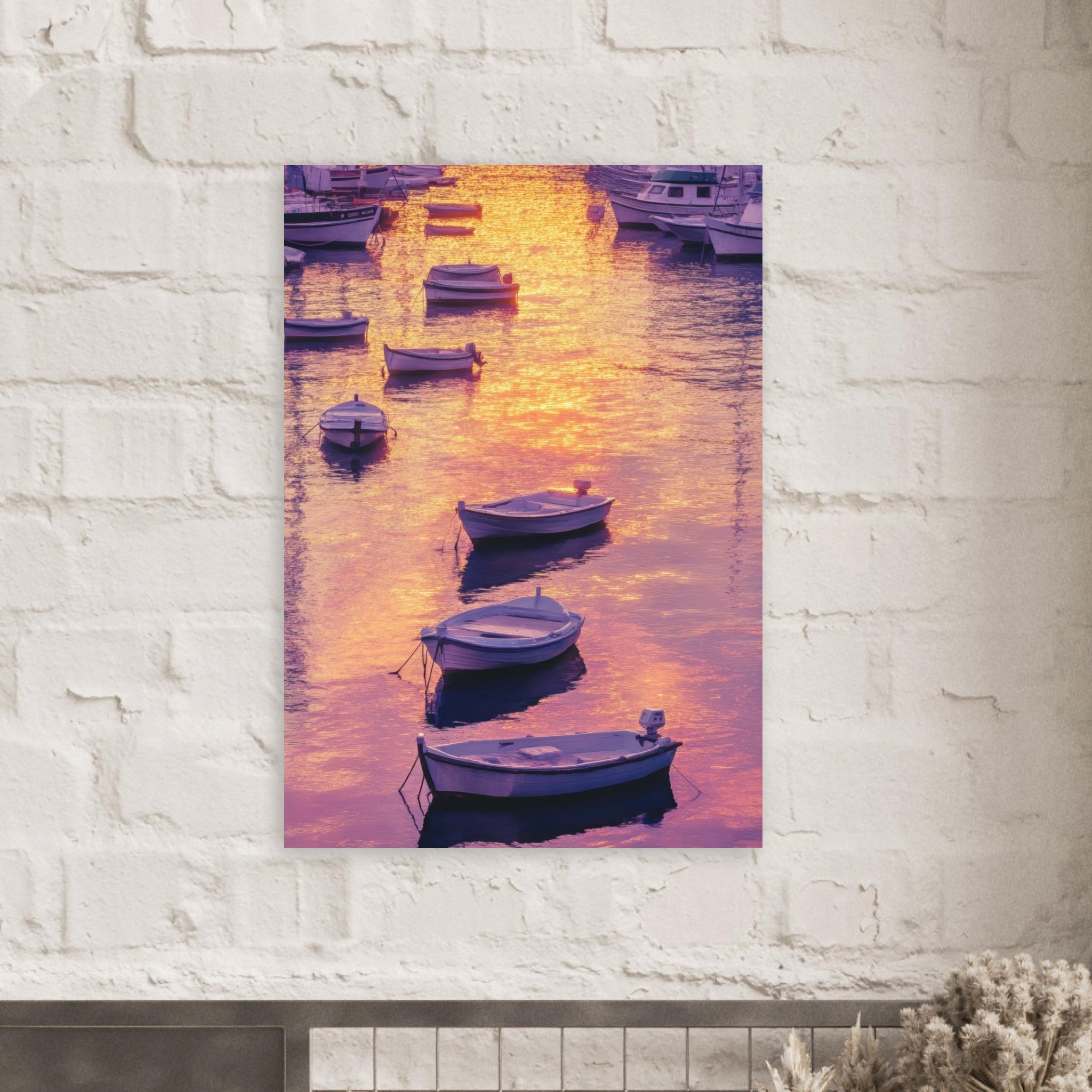 Aluminum Print Portrait - Boats at Dusk A harbor filled with gently rocky 4 - Shop Ai Art WebShop - Digital Art online Store