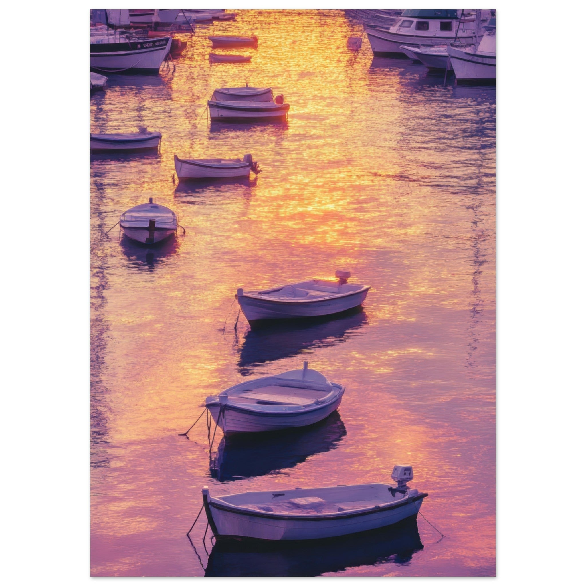 Aluminum Print Portrait - Boats at Dusk A harbor filled with gently rocky 4 - Shop Ai Art WebShop - Digital Art online Store