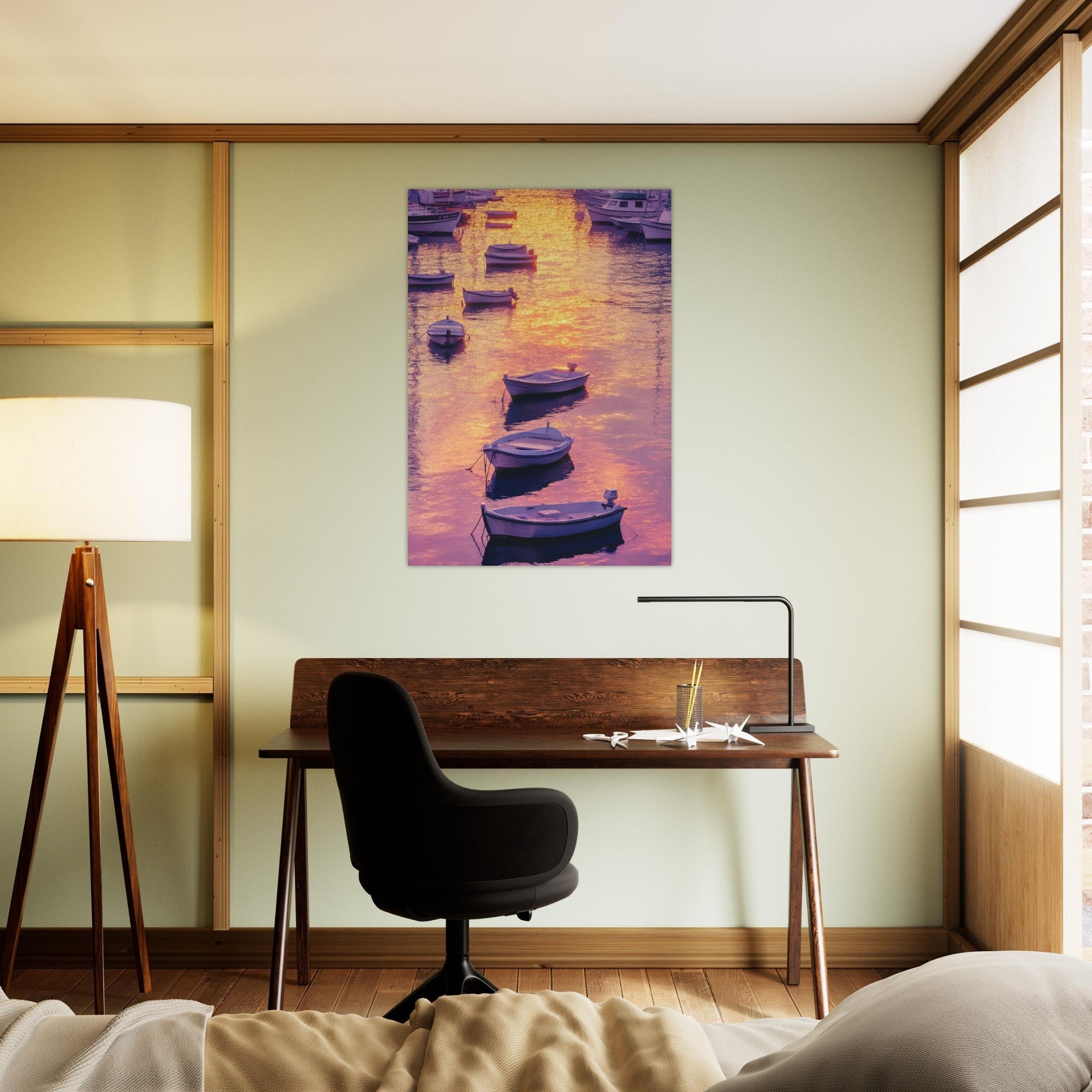 Aluminum Print Portrait - Boats at Dusk A harbor filled with gently rocky 4 - Shop Ai Art WebShop - Digital Art online Store