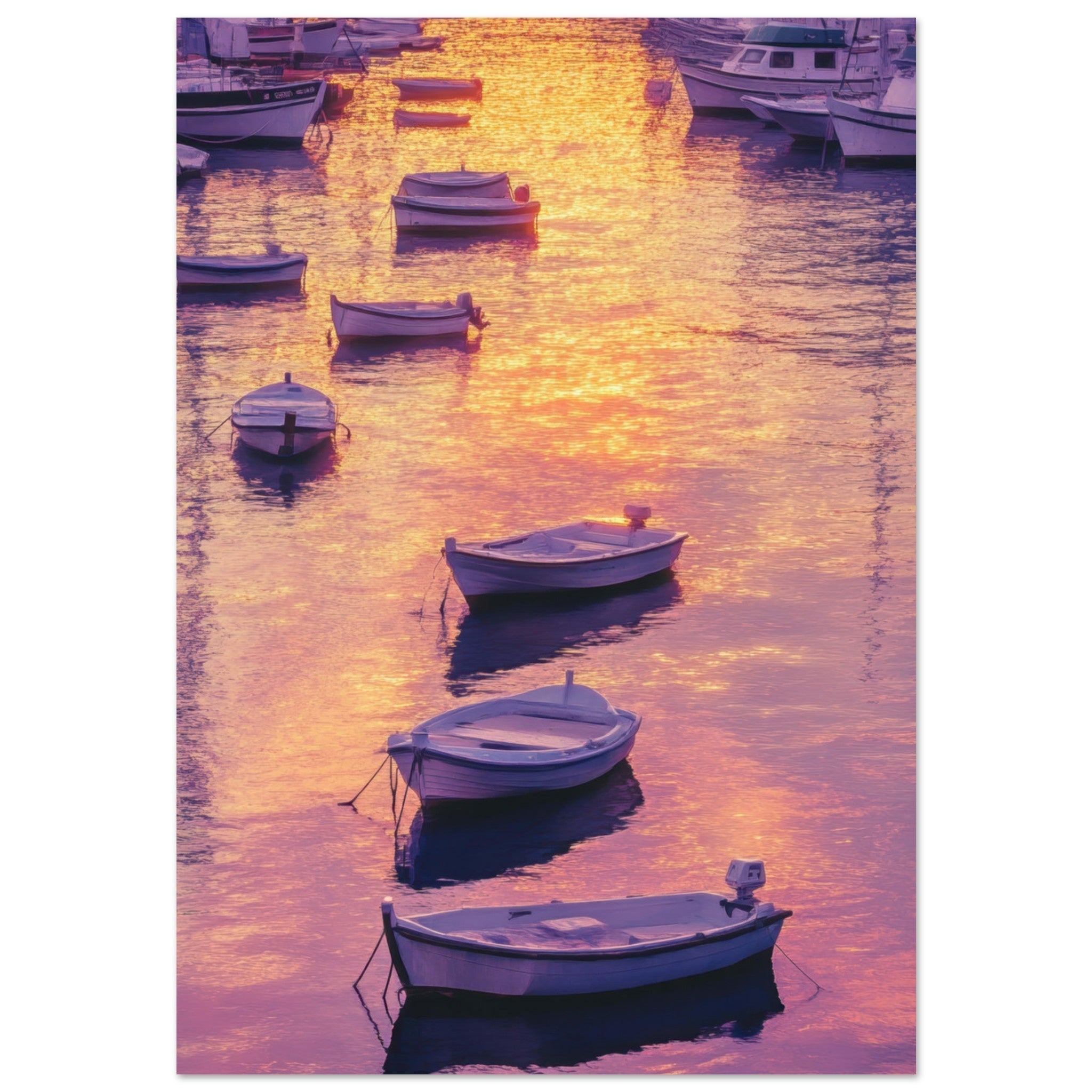 Aluminum Print Portrait - Boats at Dusk A harbor filled with gently rocky 4 - Shop Ai Art WebShop - Digital Art online Store