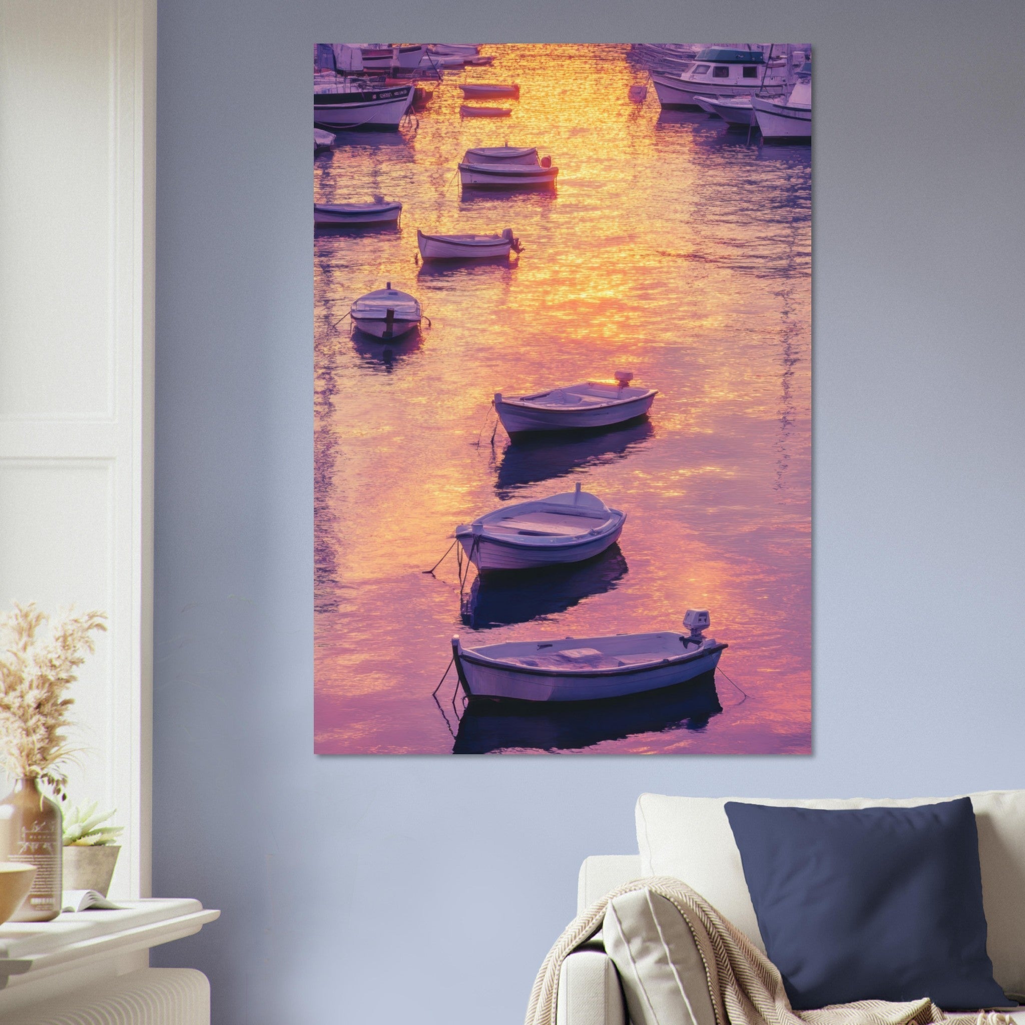 Aluminum Print Portrait - Boats at Dusk A harbor filled with gently rocky 4 - Shop Ai Art WebShop - Digital Art online Store